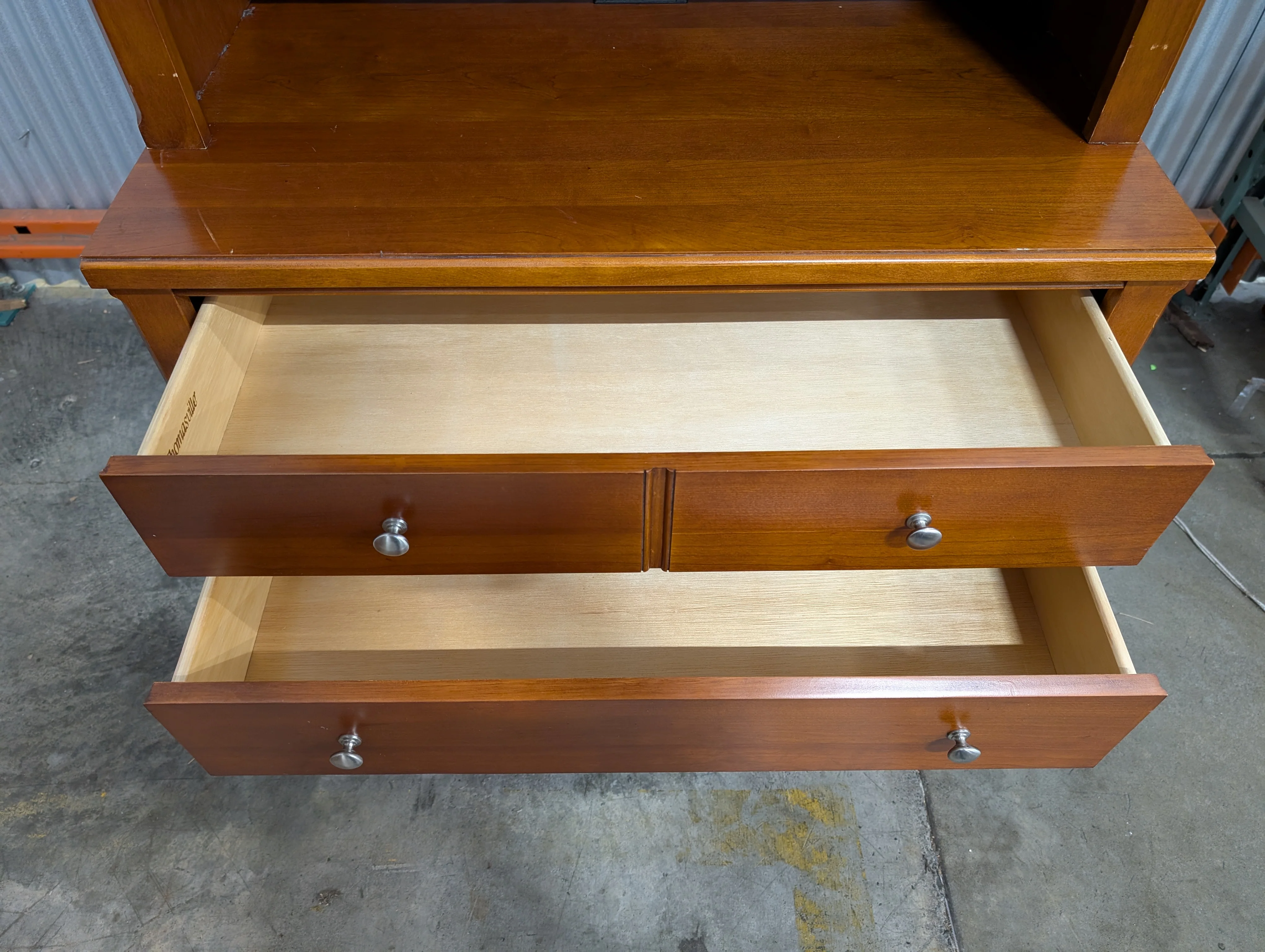Thomasville Classic Wooden Bookcase Hutch with Four-Drawer Base - Image 4