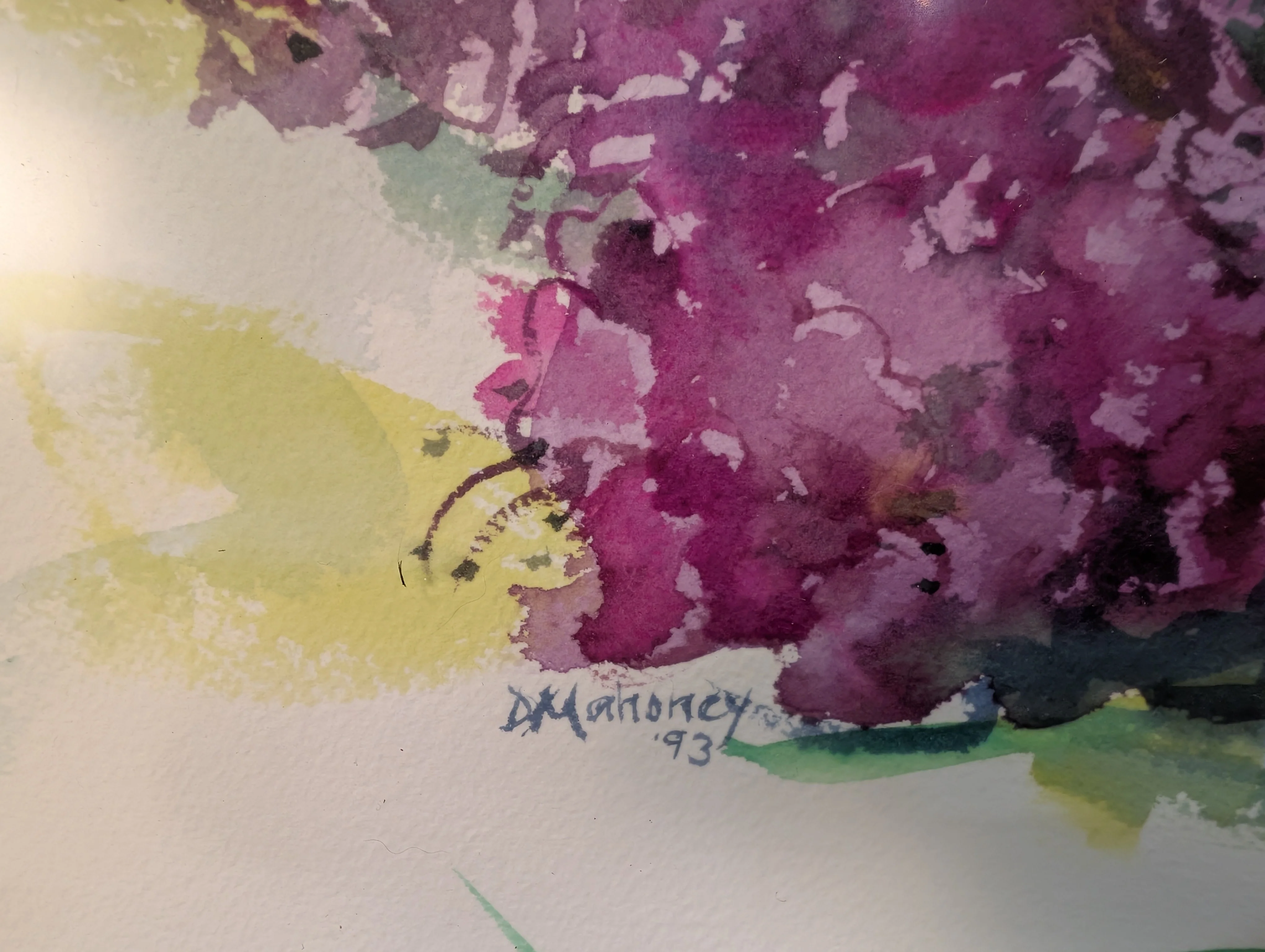 D. Warner Signed Floral Watercolor Painting with Silver Frame - Image 4