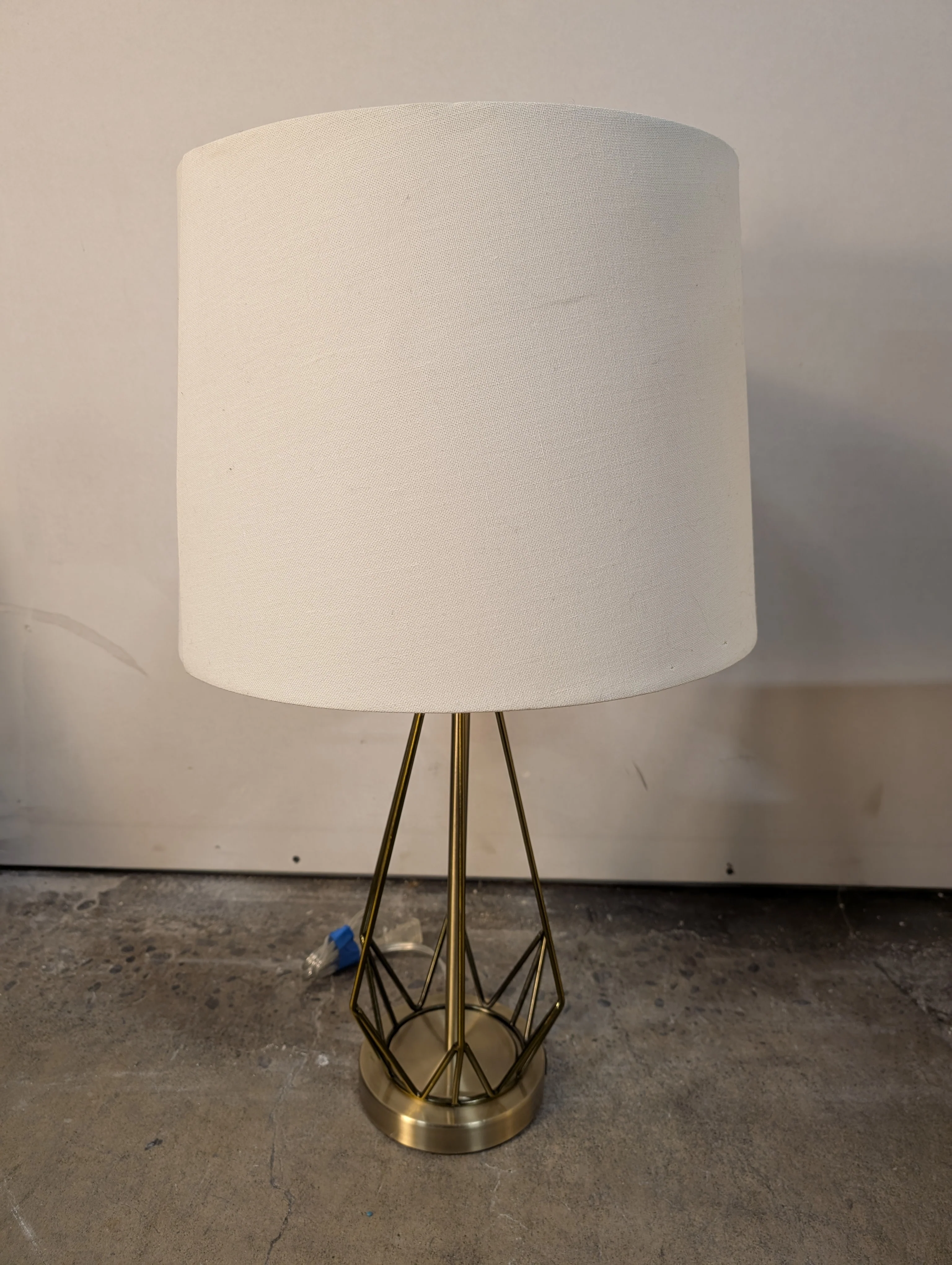 Modern Geometric Metal Table Lamp with Fabric Shade - Image 3