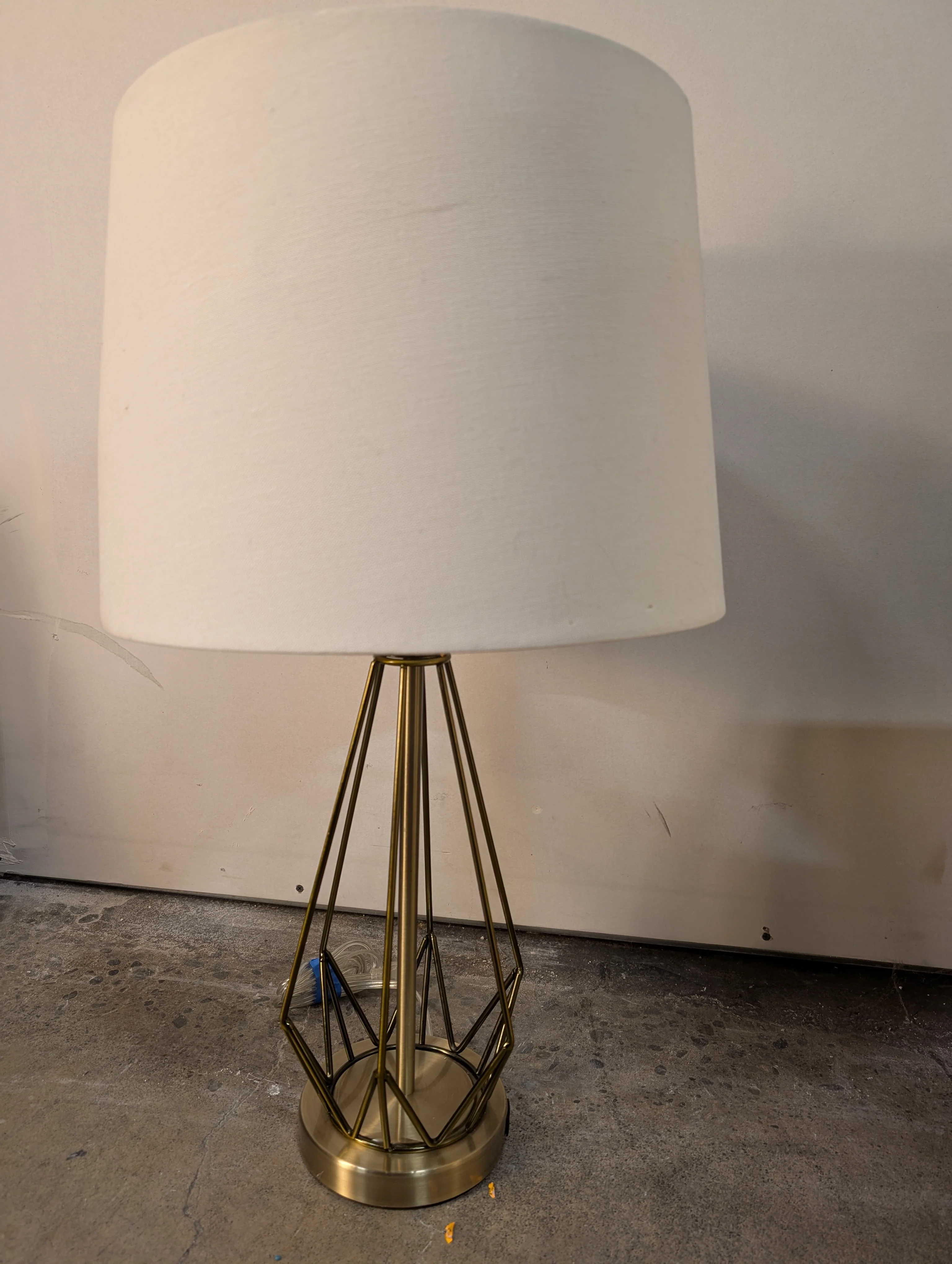 Modern Geometric Metal Table Lamp with Fabric Shade - Image 4