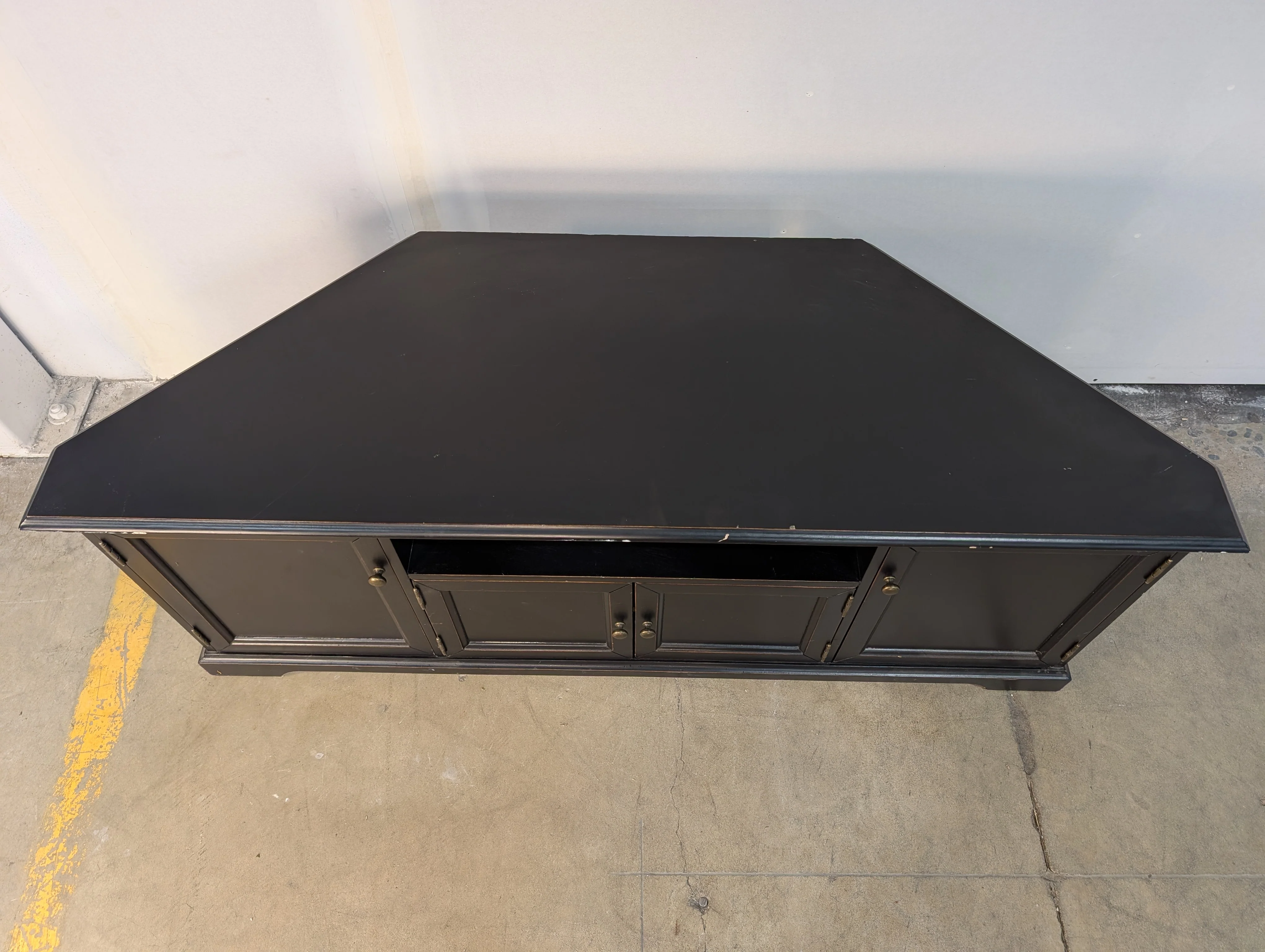 Versatile Black Corner Ballard Designs TV Stand Media Console with Storage - Image 2