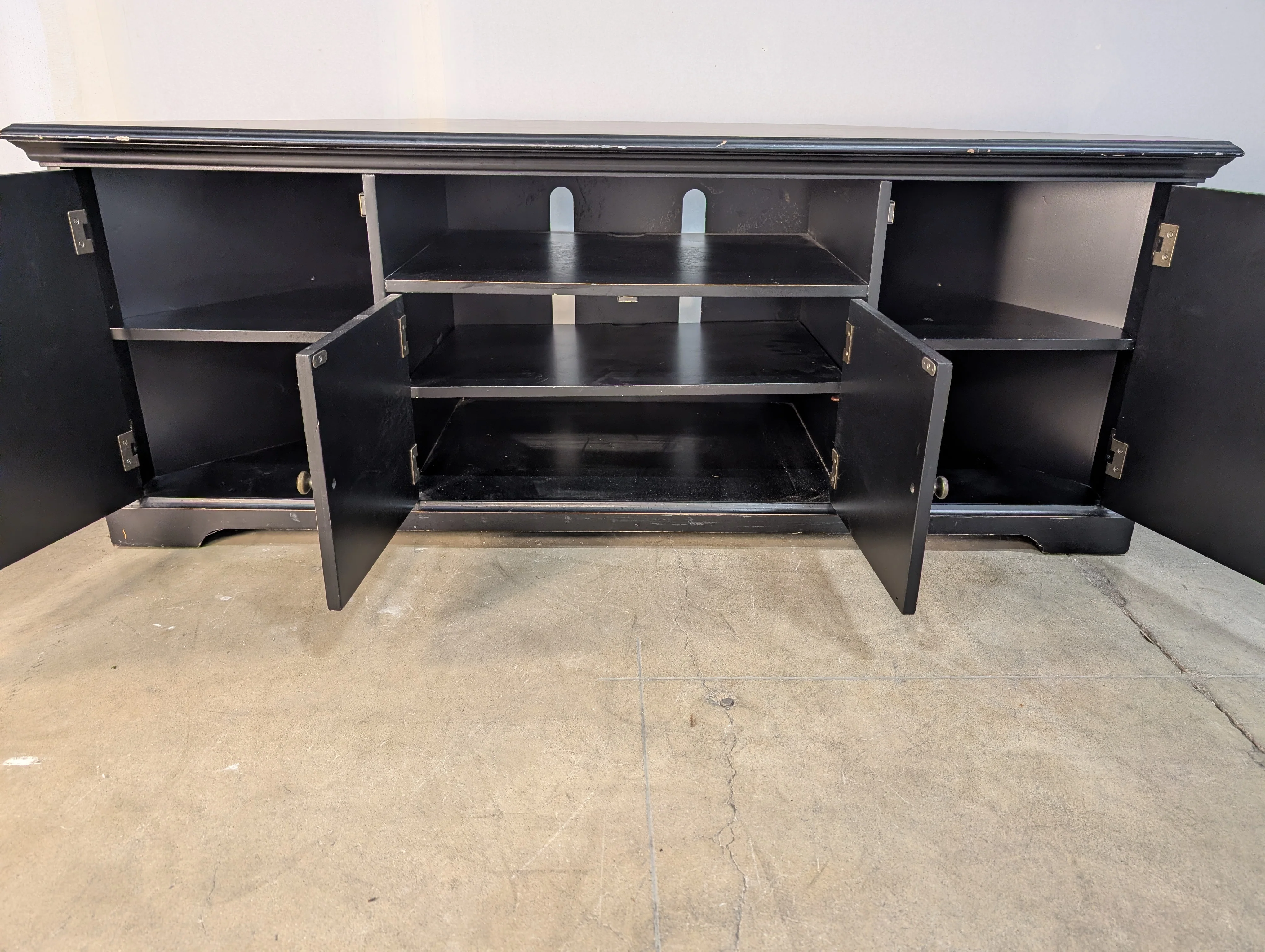 Versatile Black Corner Ballard Designs TV Stand Media Console with Storage - Image 3
