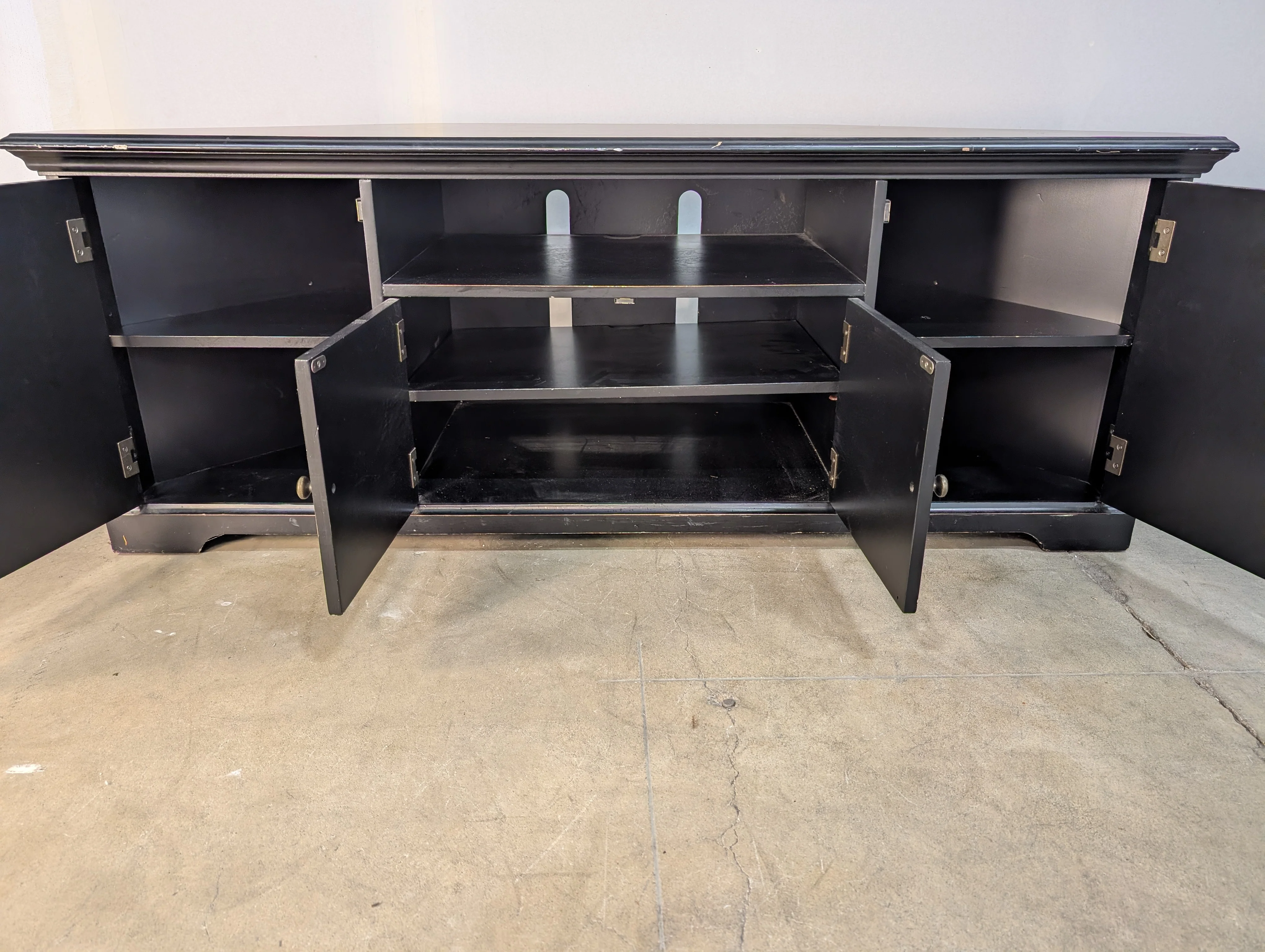 Versatile Black Corner Ballard Designs TV Stand Media Console with Storage - Image 4