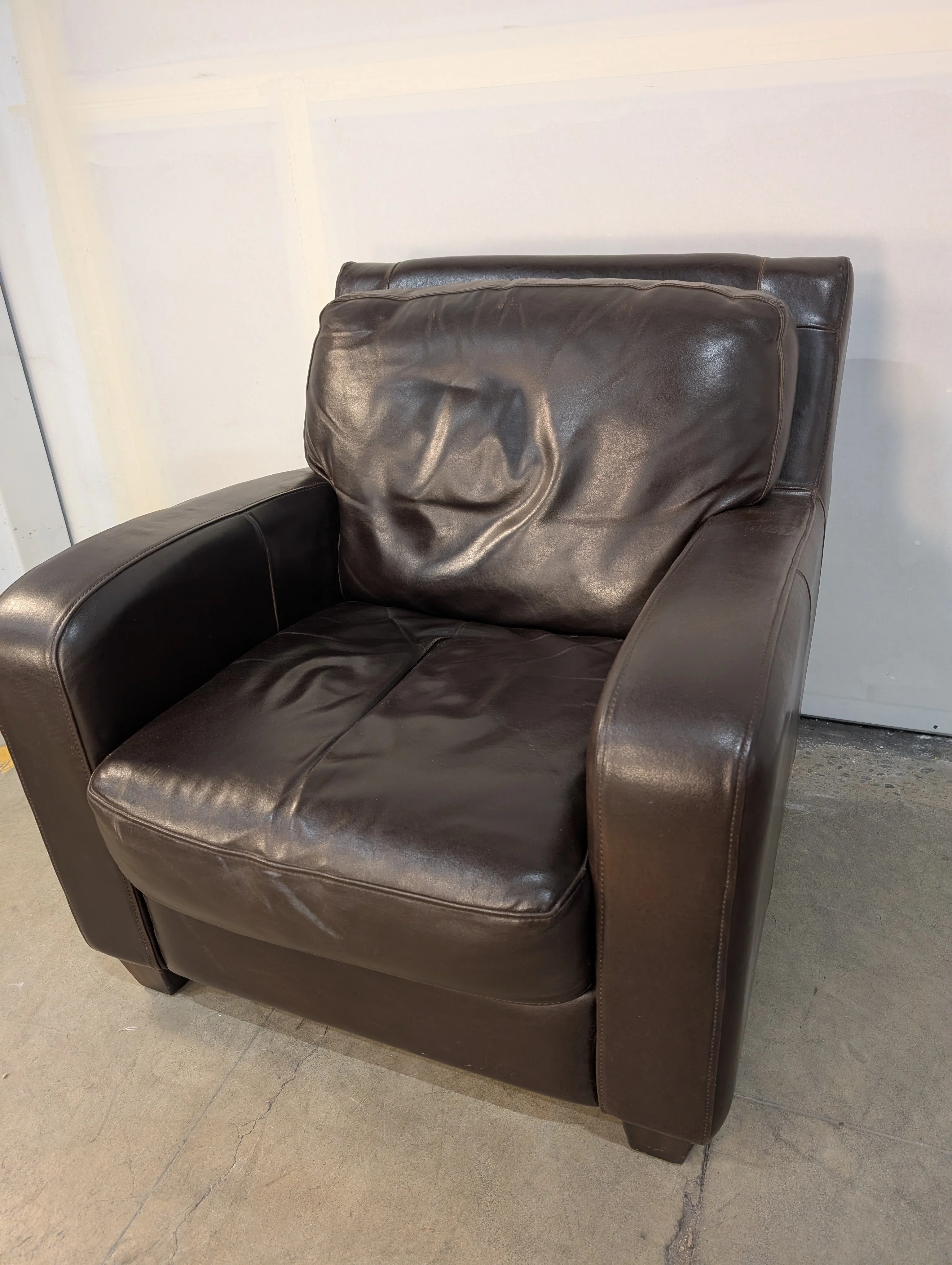 Contemporary Dark Brown Upholstered Armchair - Image 2