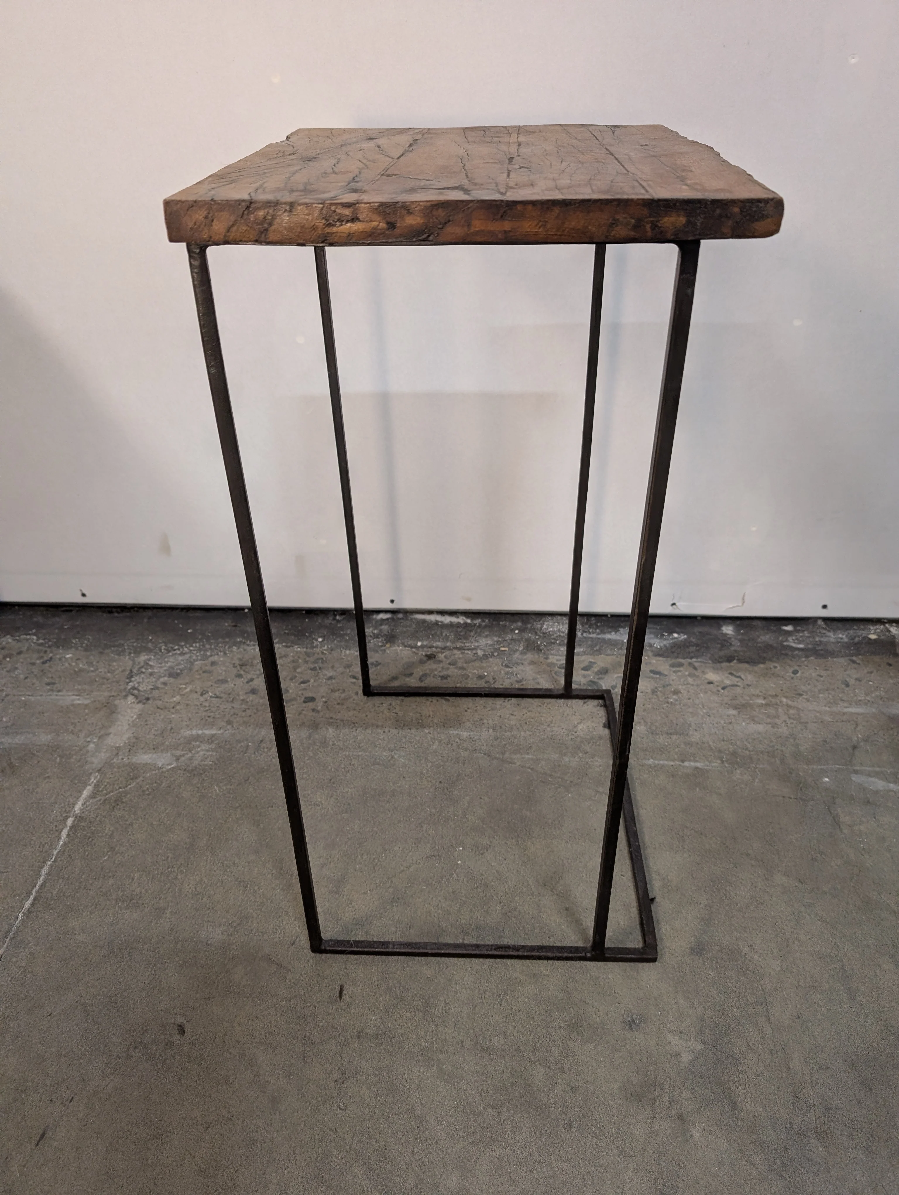 Pair of Industrial Wood & Metal Nesting Side Tables - Image 3