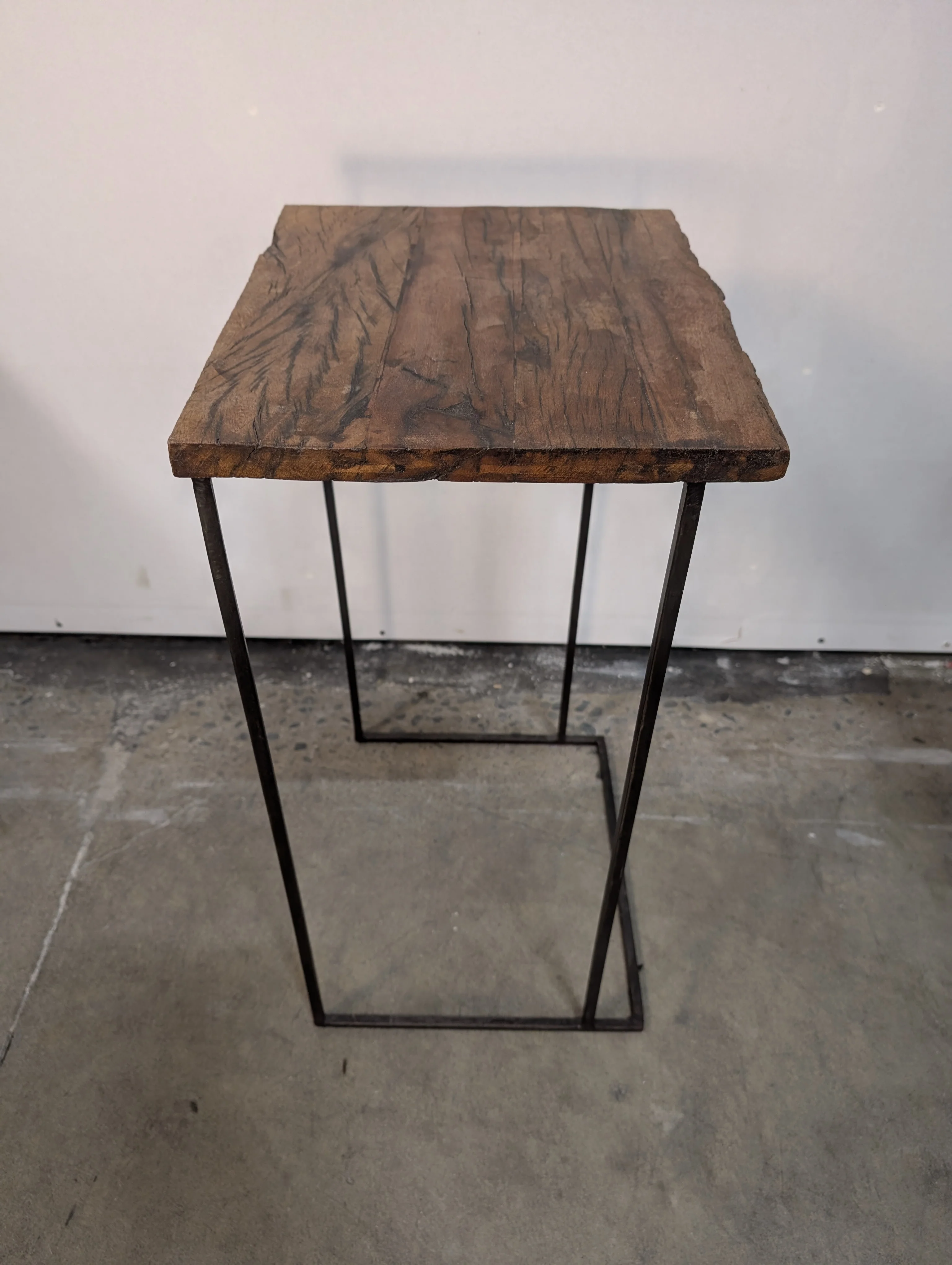 Pair of Industrial Wood & Metal Nesting Side Tables - Image 4