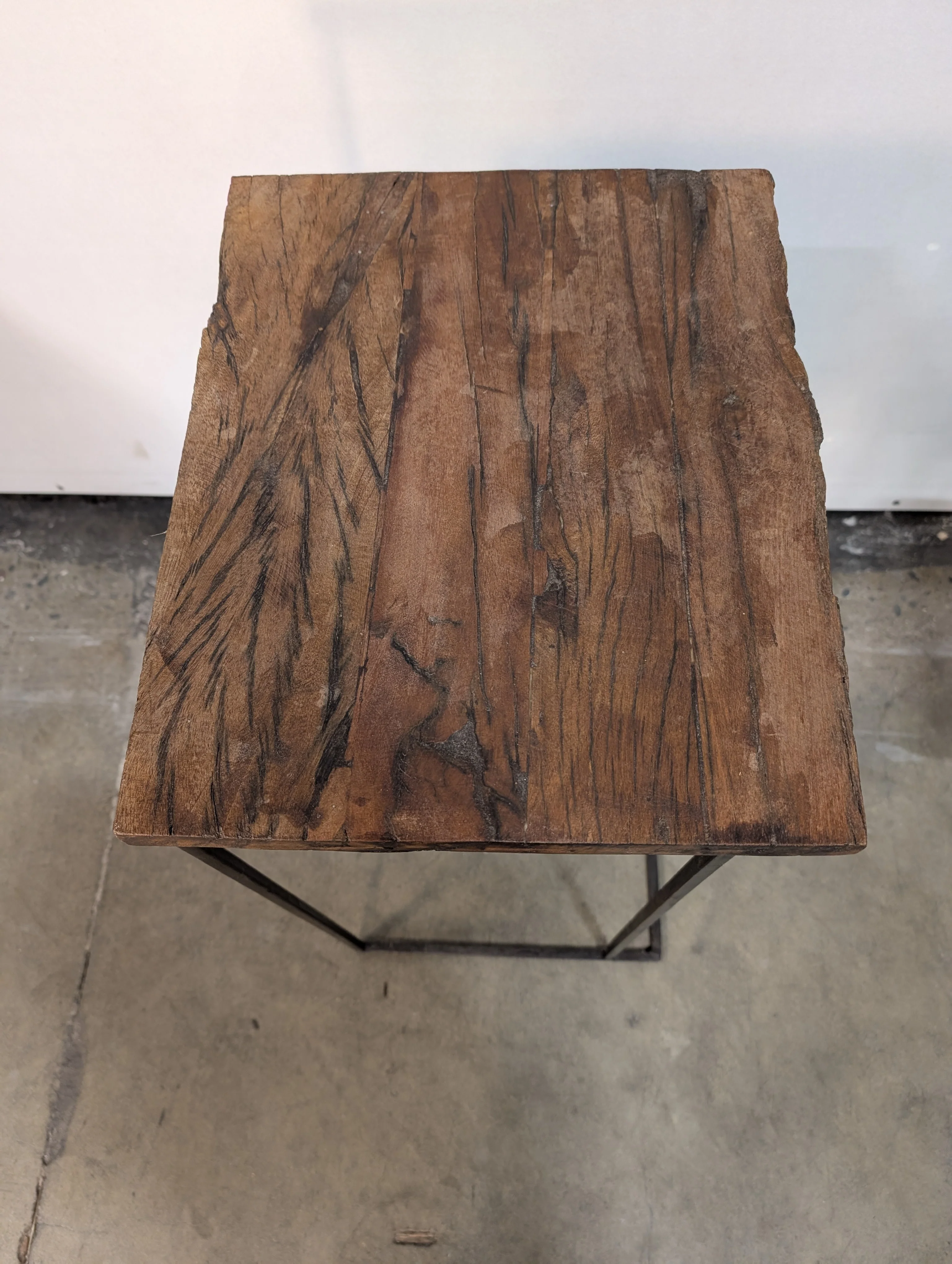 Pair of Industrial Wood & Metal Nesting Side Tables - Image 5