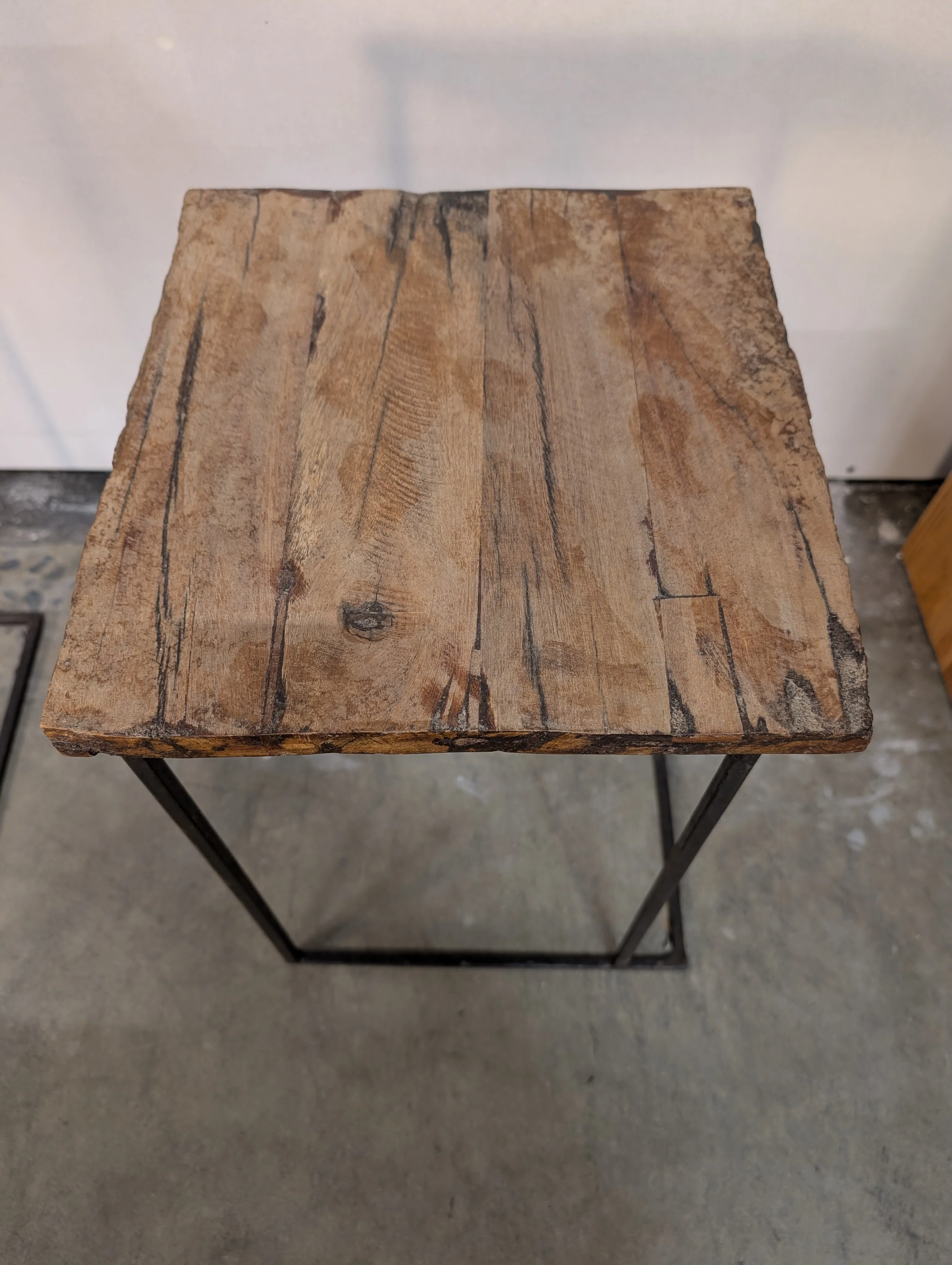 Pair of Industrial Wood & Metal Nesting Side Tables - Image 6