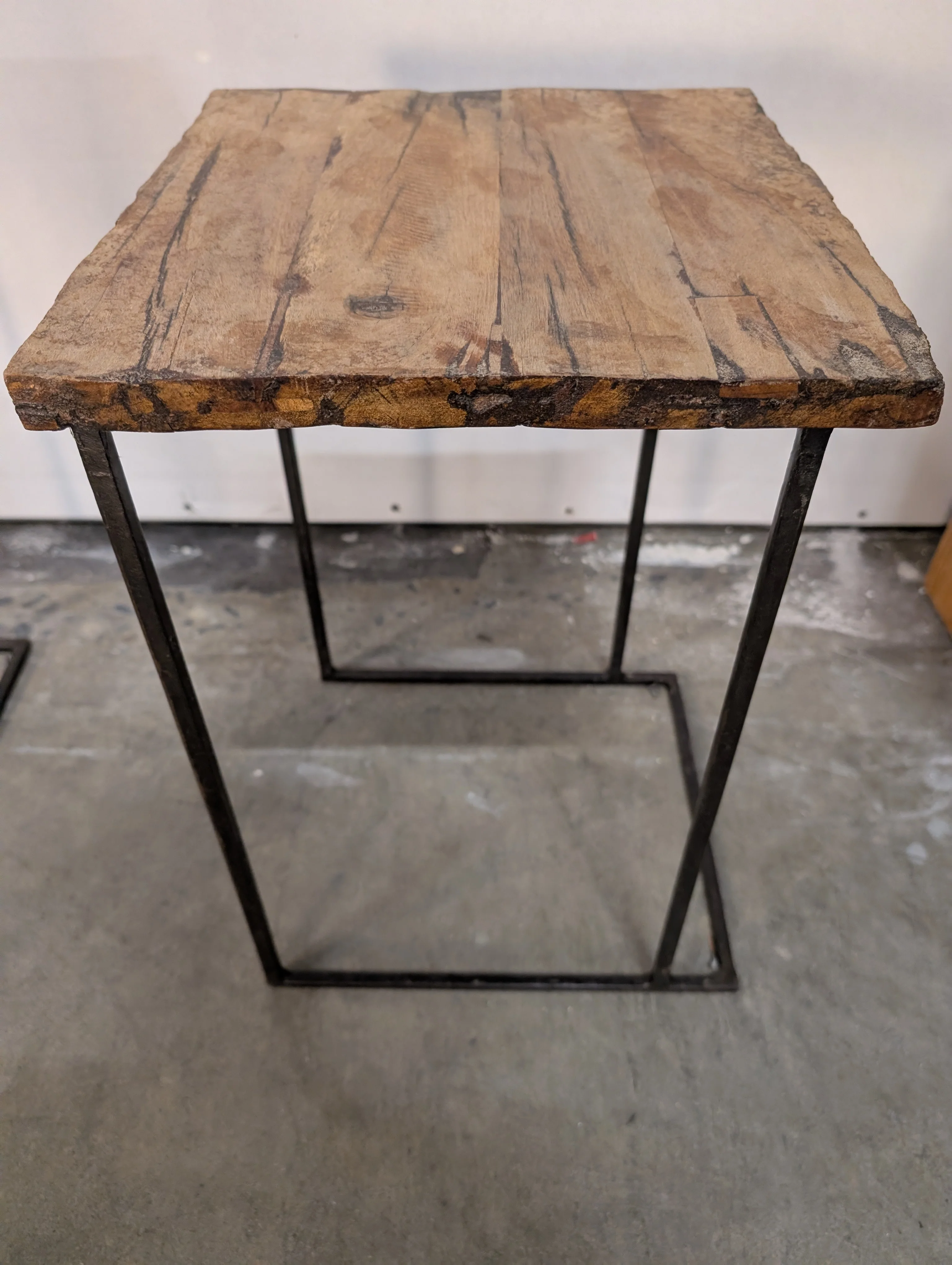 Pair of Industrial Wood & Metal Nesting Side Tables - Image 7