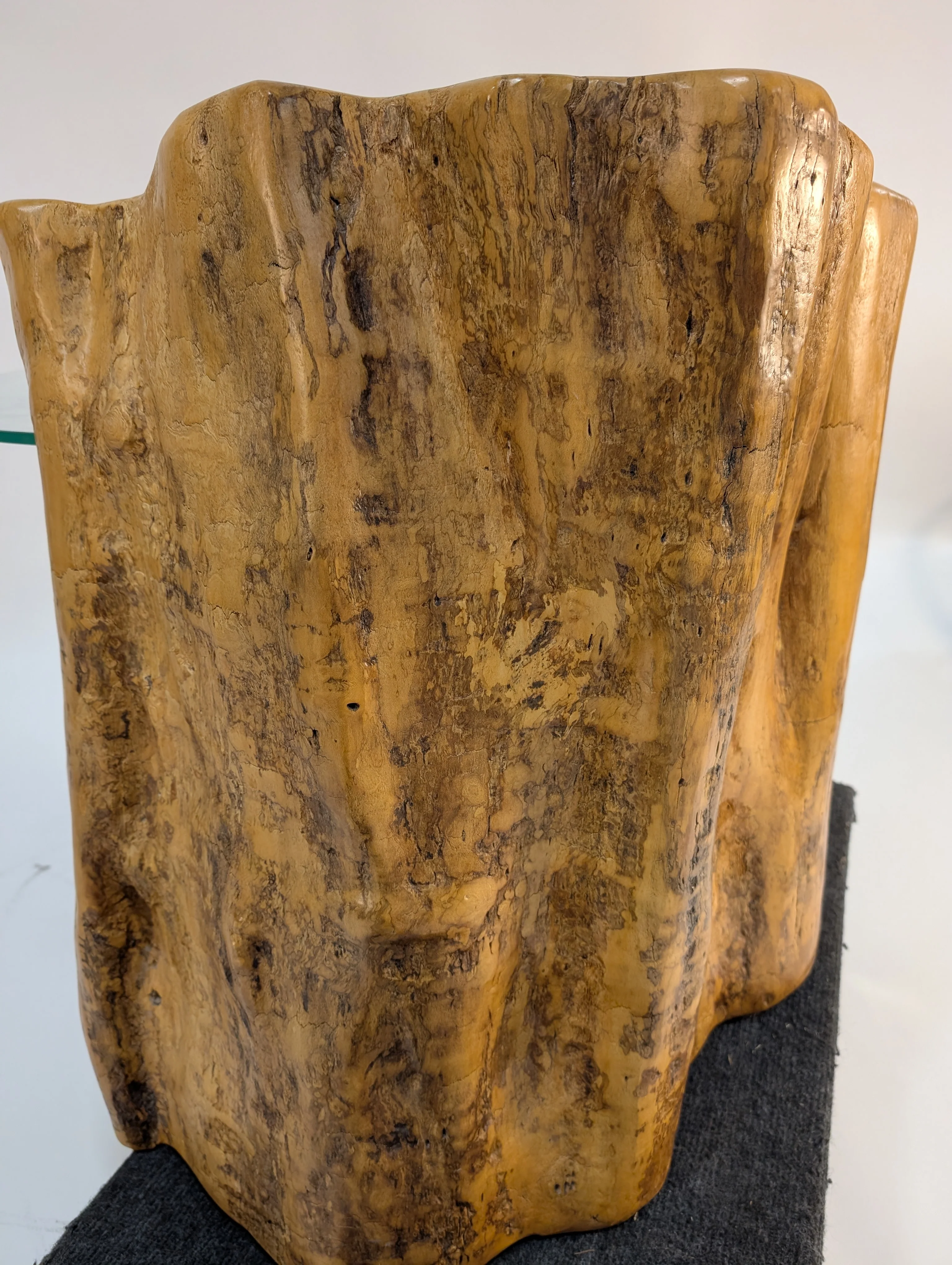 Rustic Live Edge Wood Coffee Table with Round Glass Top - Image 15