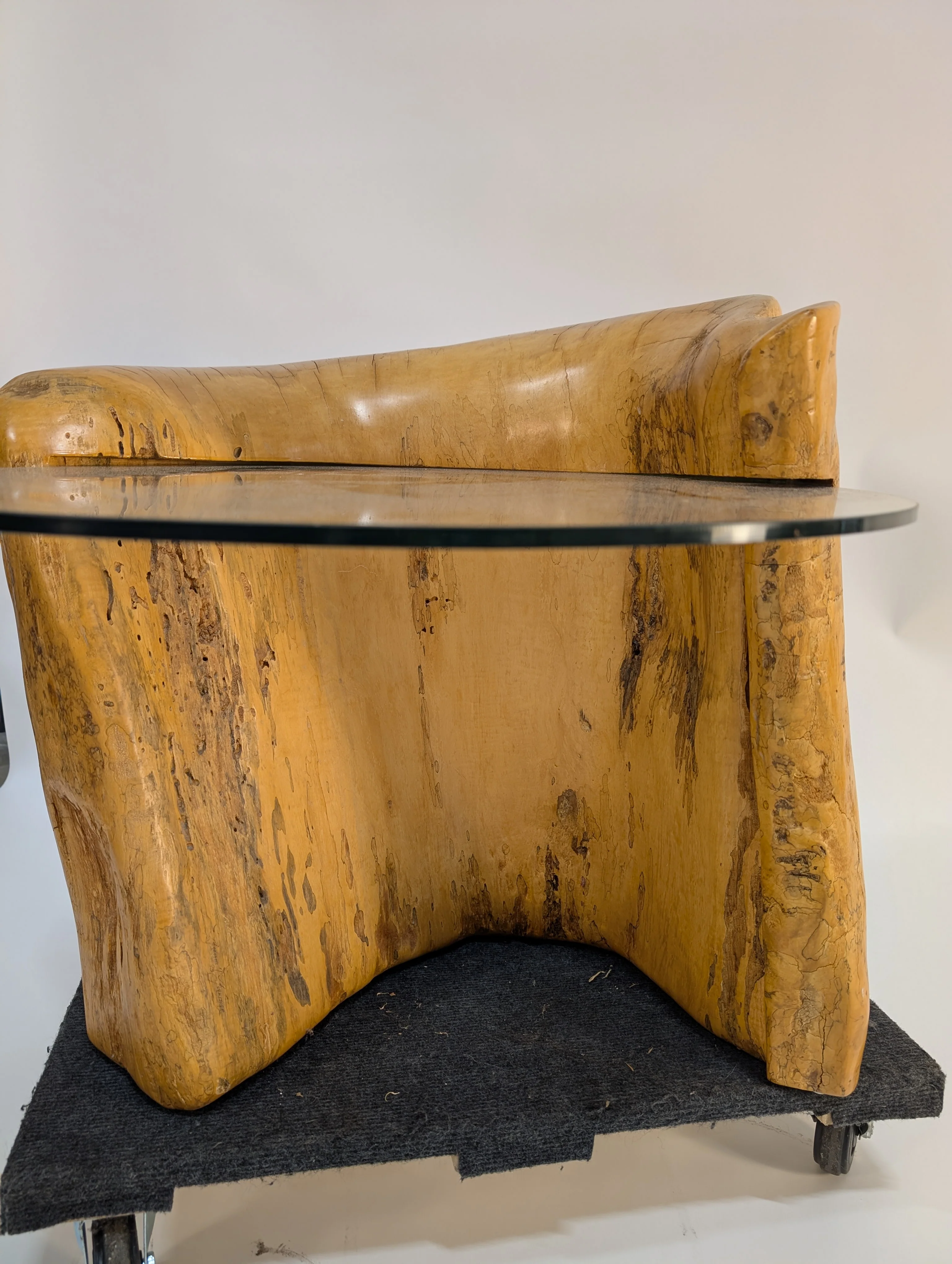 Rustic Live Edge Wood Coffee Table with Round Glass Top - Image 5