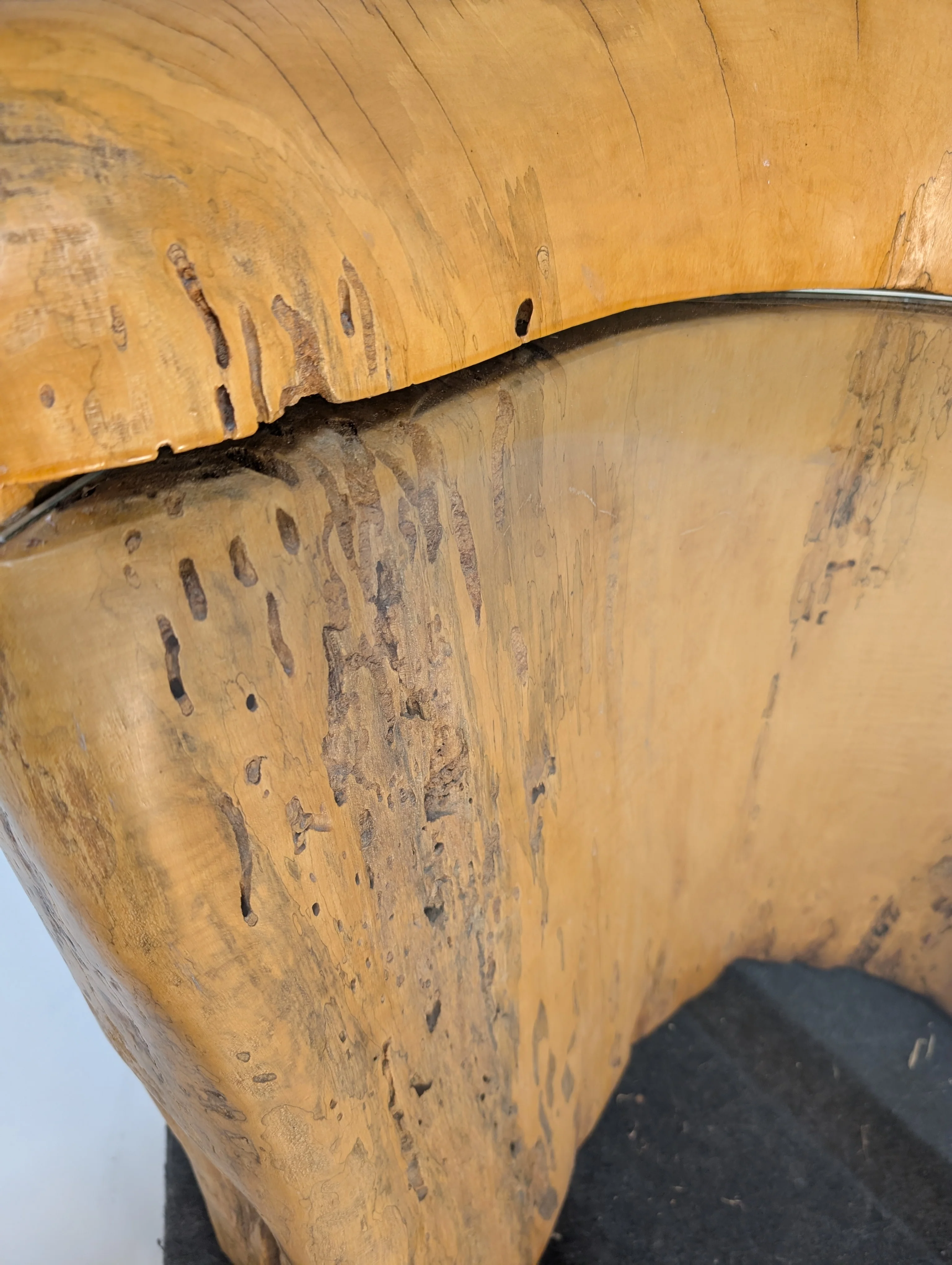 Rustic Live Edge Wood Coffee Table with Round Glass Top - Image 8