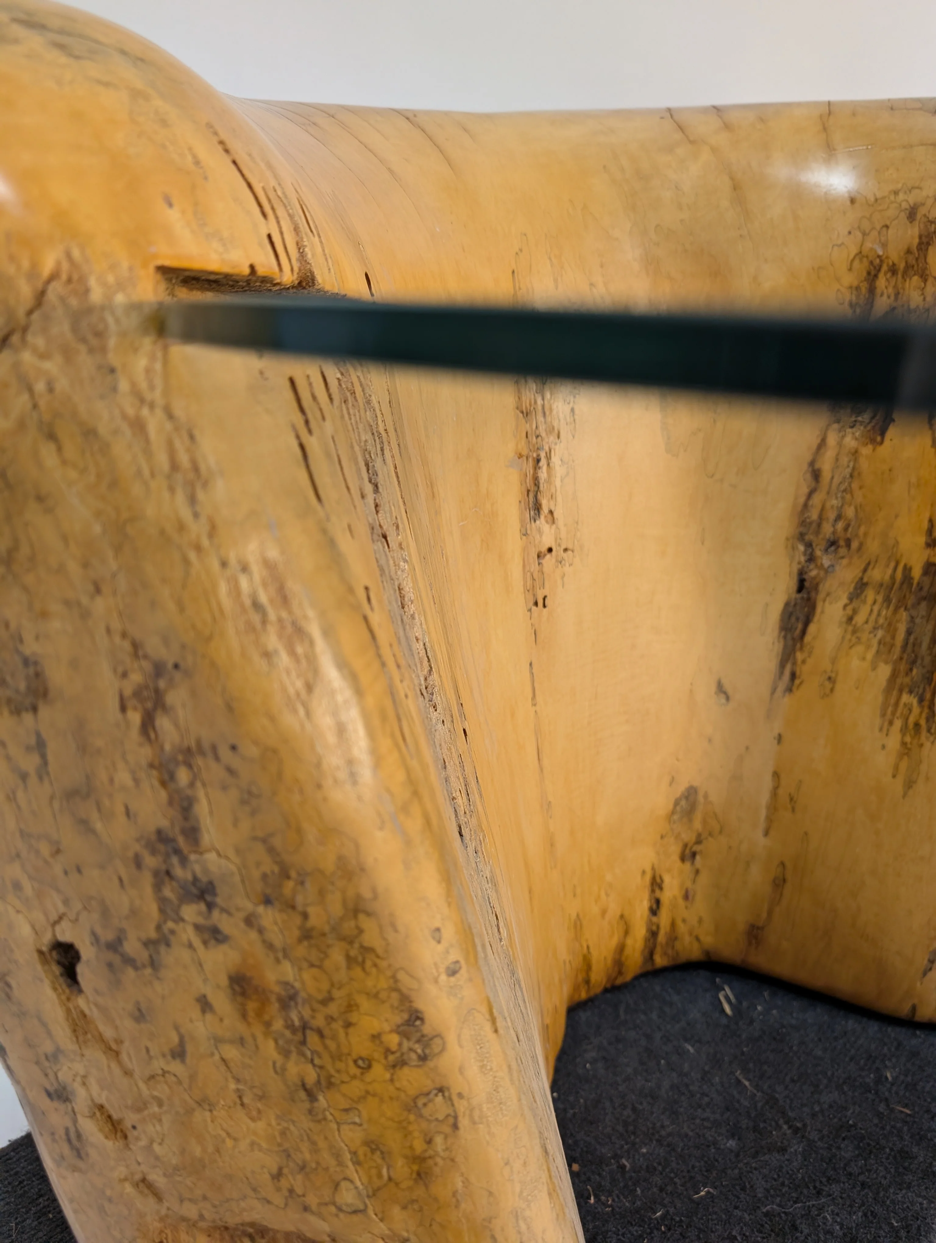 Rustic Live Edge Wood Coffee Table with Round Glass Top - Image 9