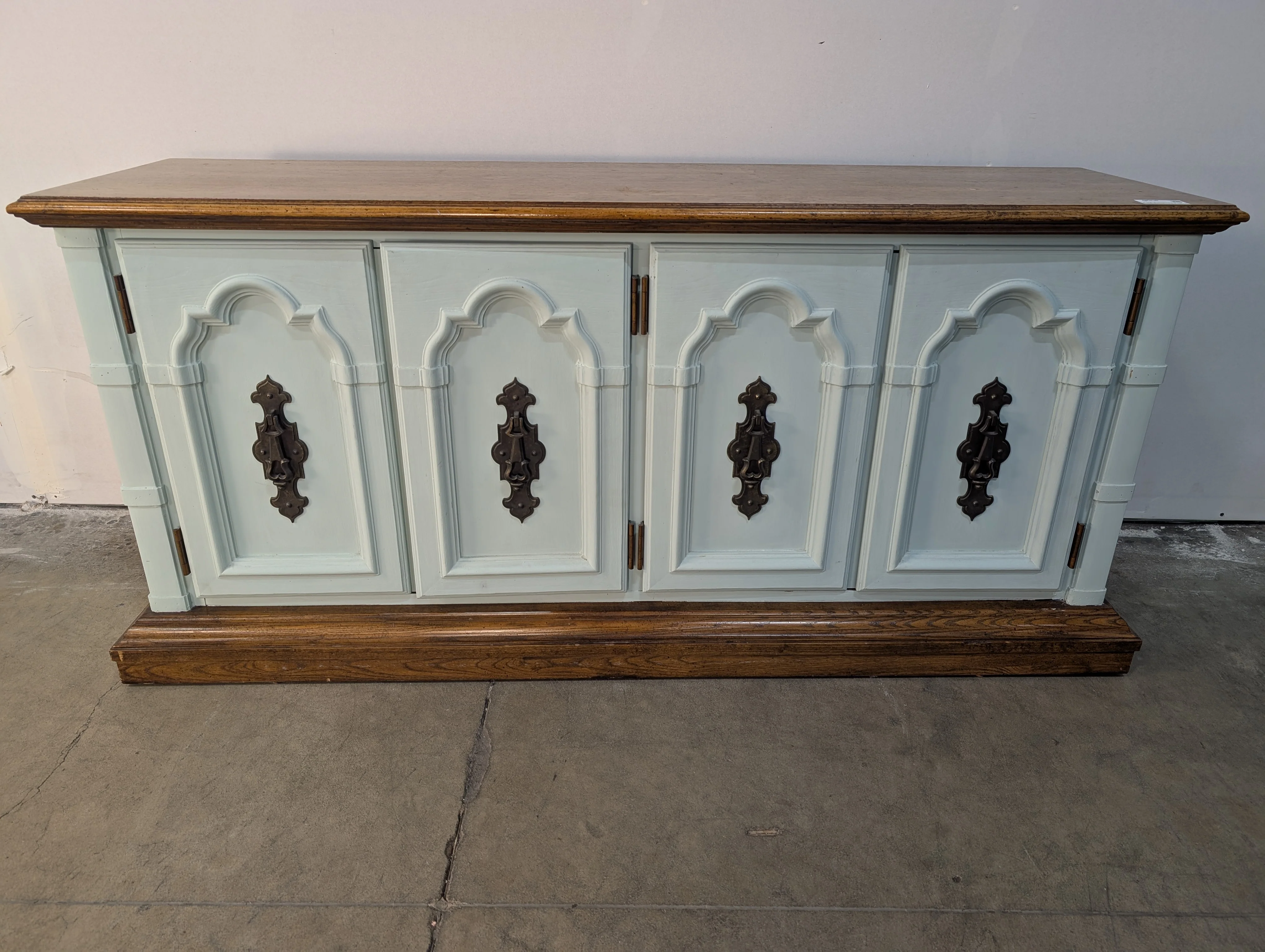 Charming Aqua Painted Wood Sideboard Buffet Cabinet