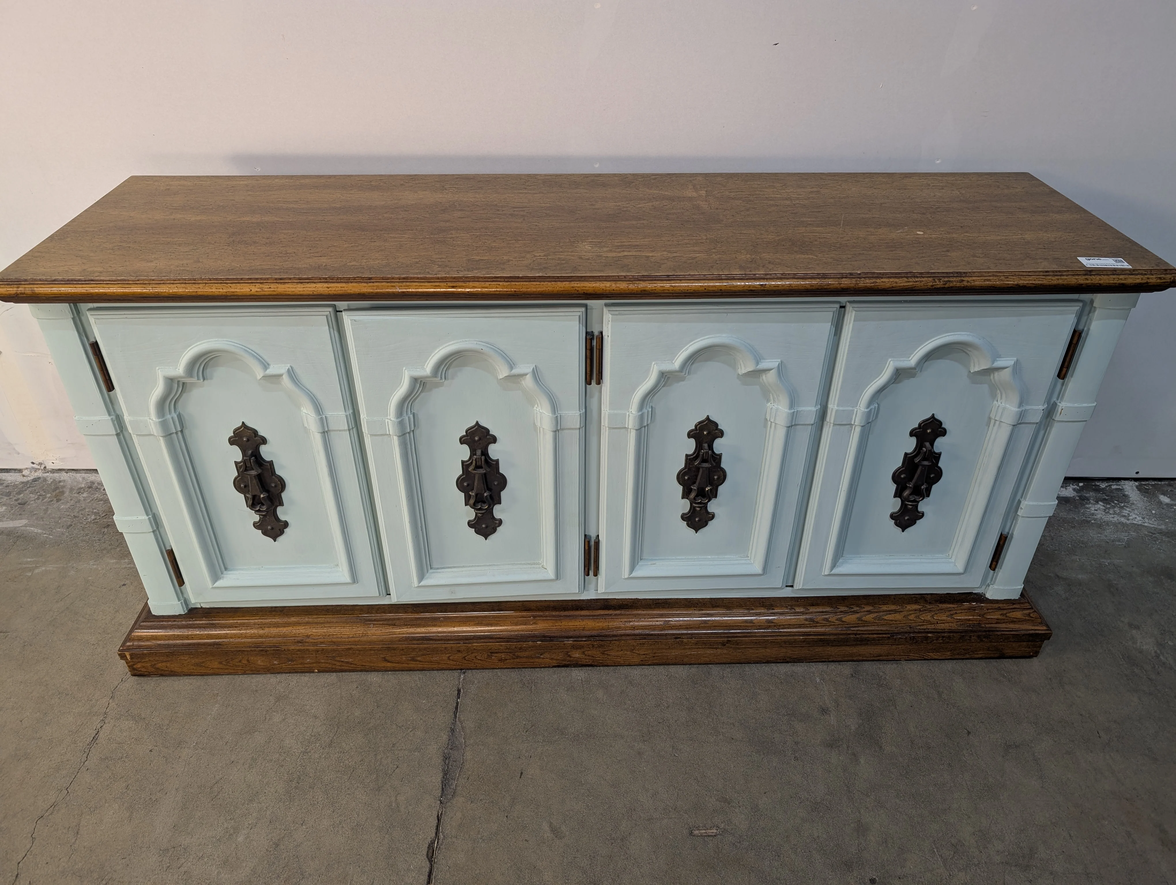 Charming Aqua Painted Wood Sideboard Buffet Cabinet - Image 2
