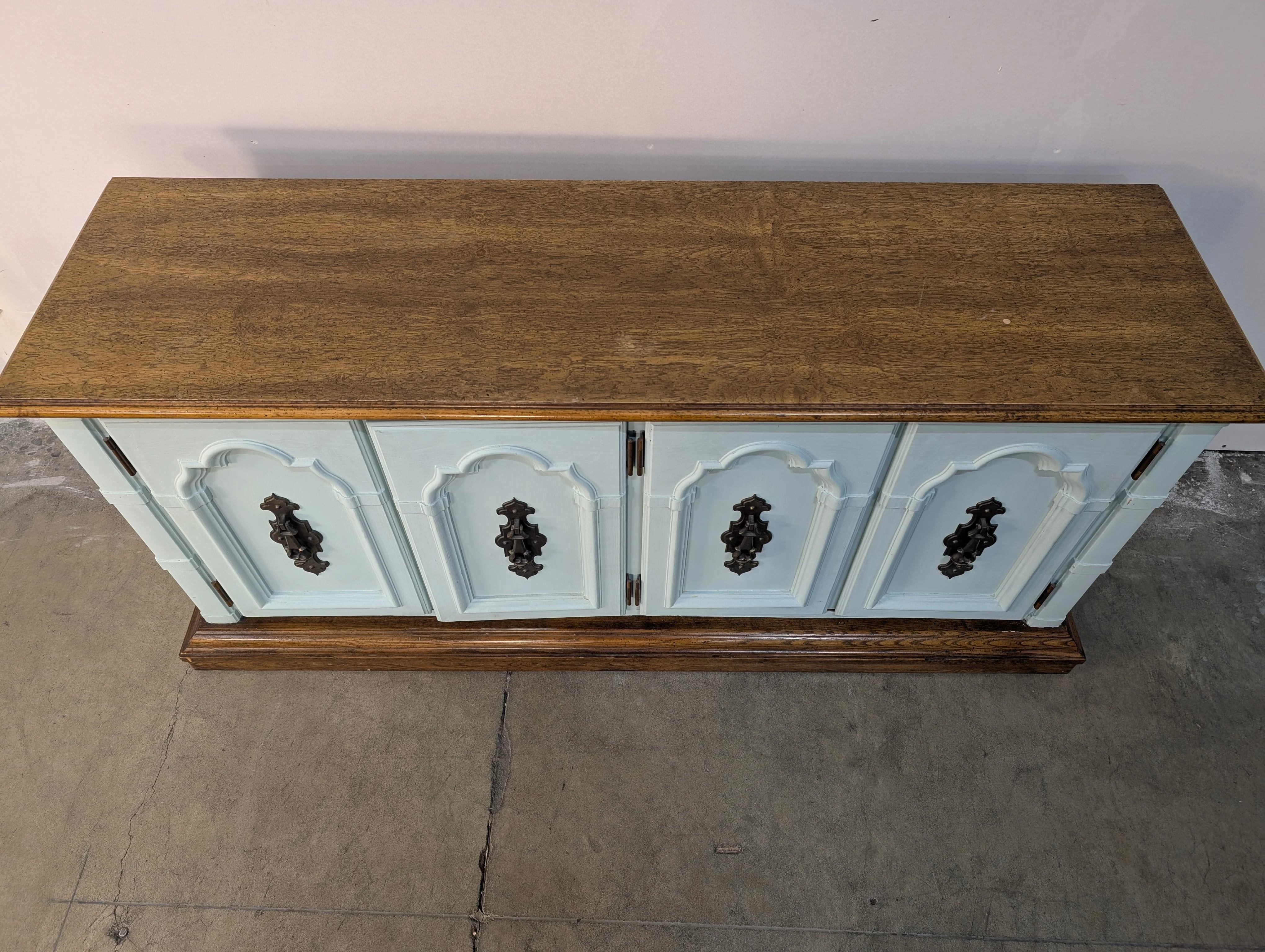 Charming Aqua Painted Wood Sideboard Buffet Cabinet - Image 3