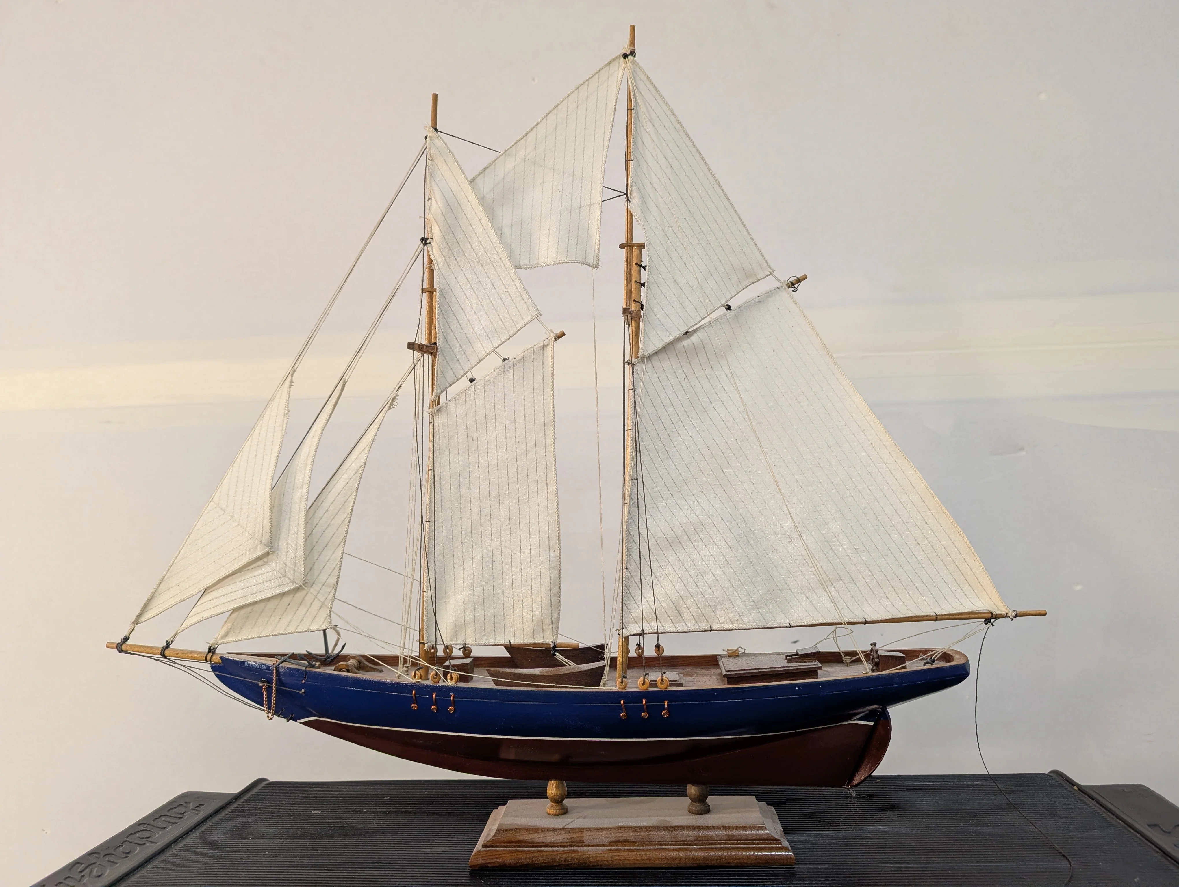 Detailed Wooden Sailboat Model Nautical Display Decor - Image 2
