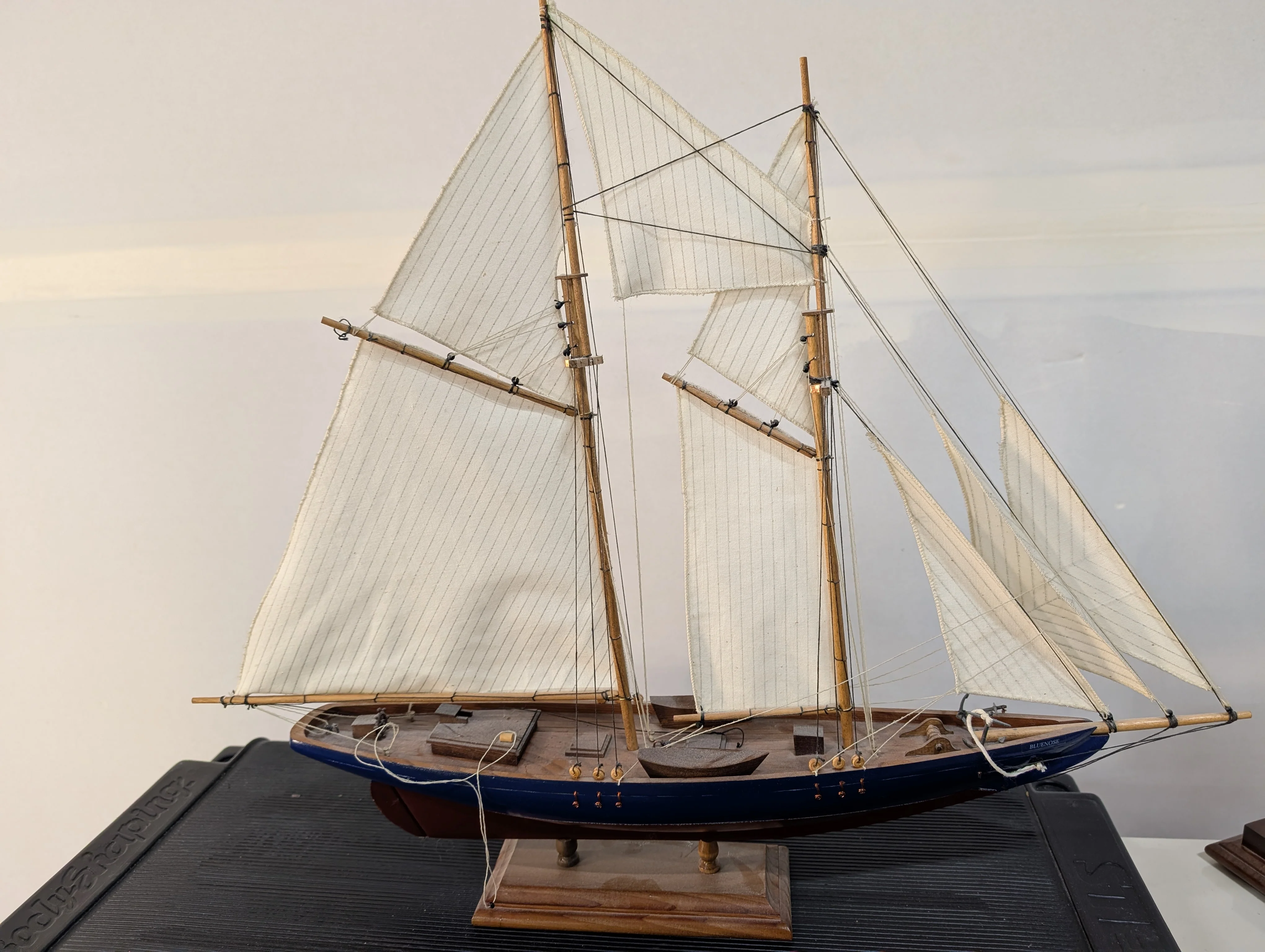Detailed Wooden Sailboat Model Nautical Display Decor - Image 4