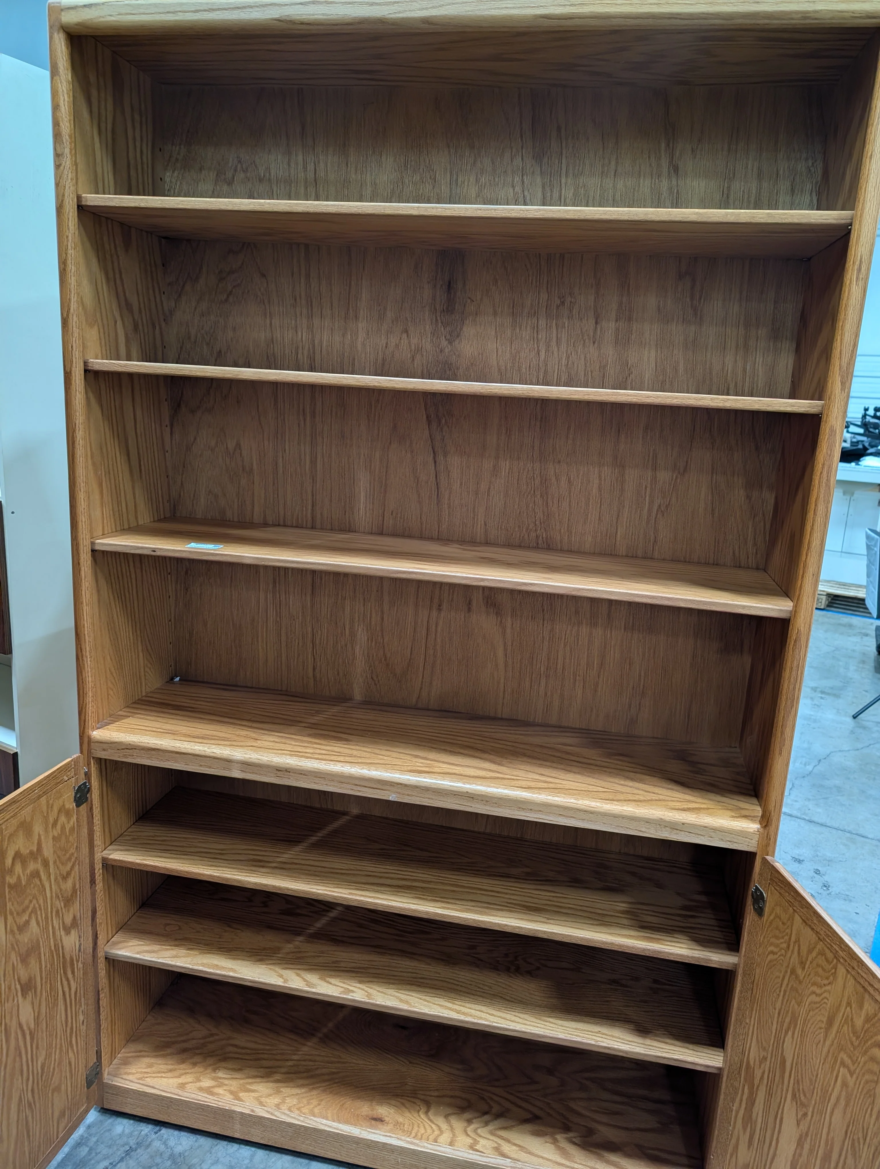 Large Oak Wood Bookcase with Storage Cabinet - Image 4