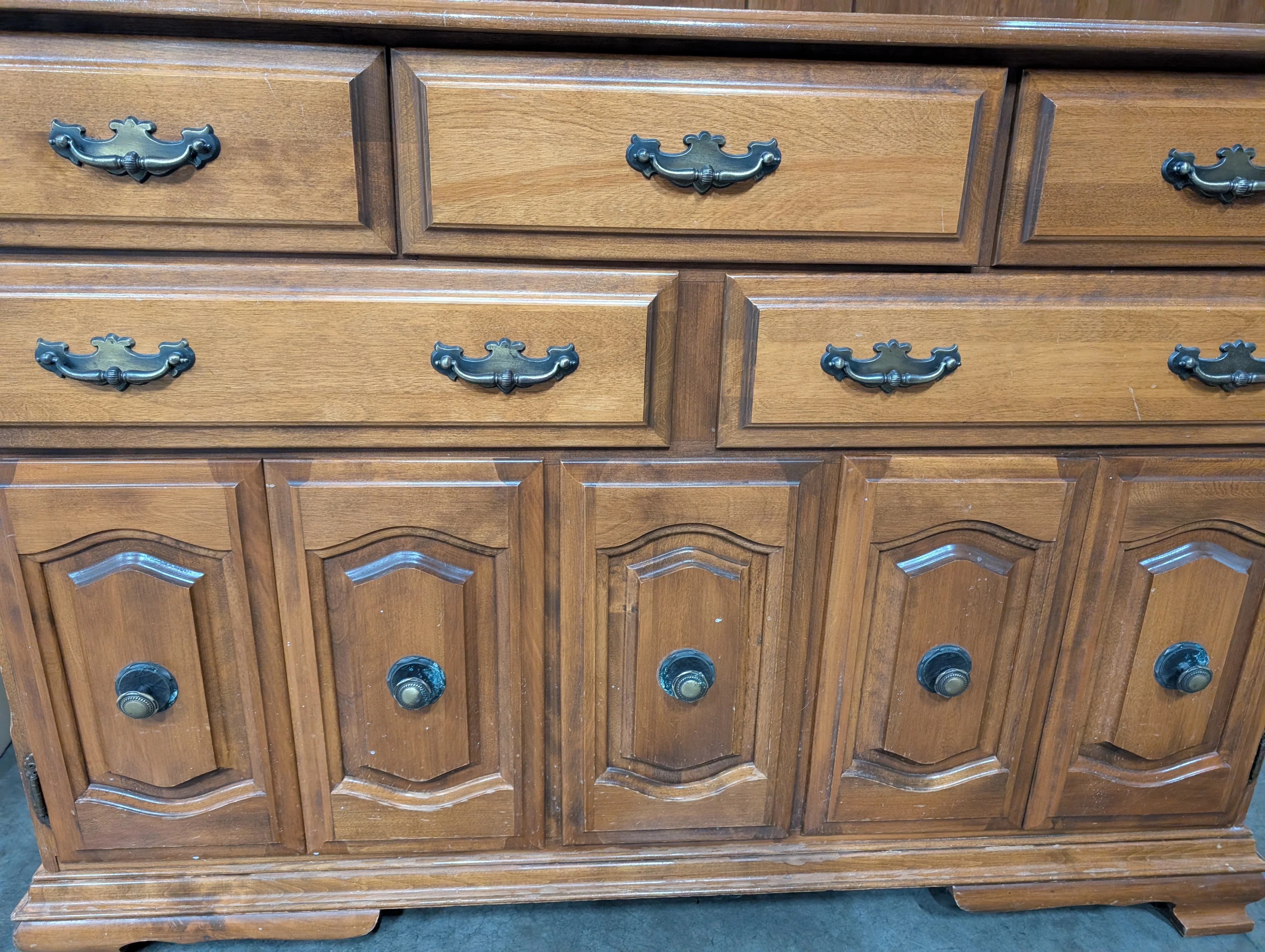 Traditional Wood Display Hutch with Glass Doors and Storage - Image 3