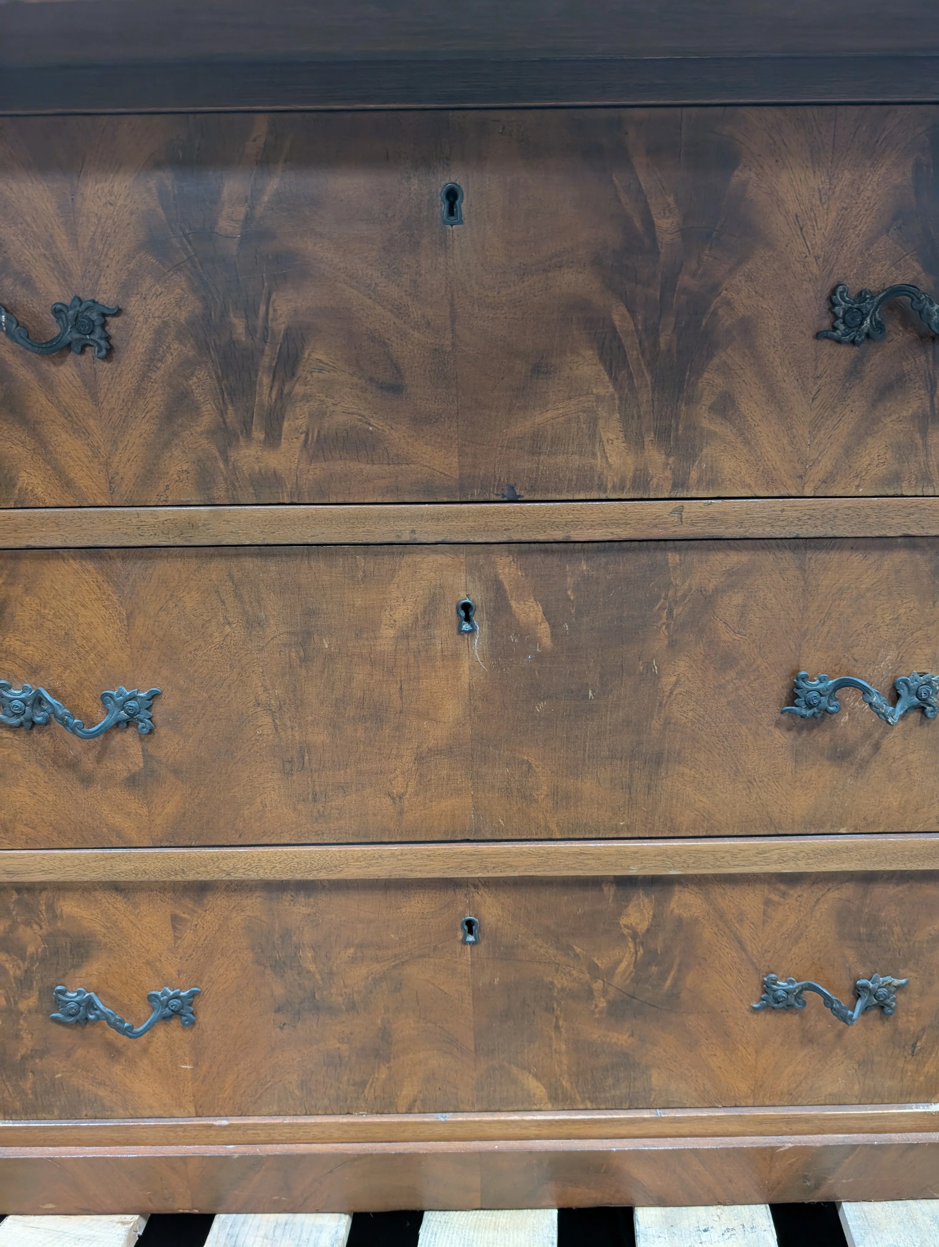 Vintage Wood Sideboard with Ornate Hardware and Fluted Columns - Image 12