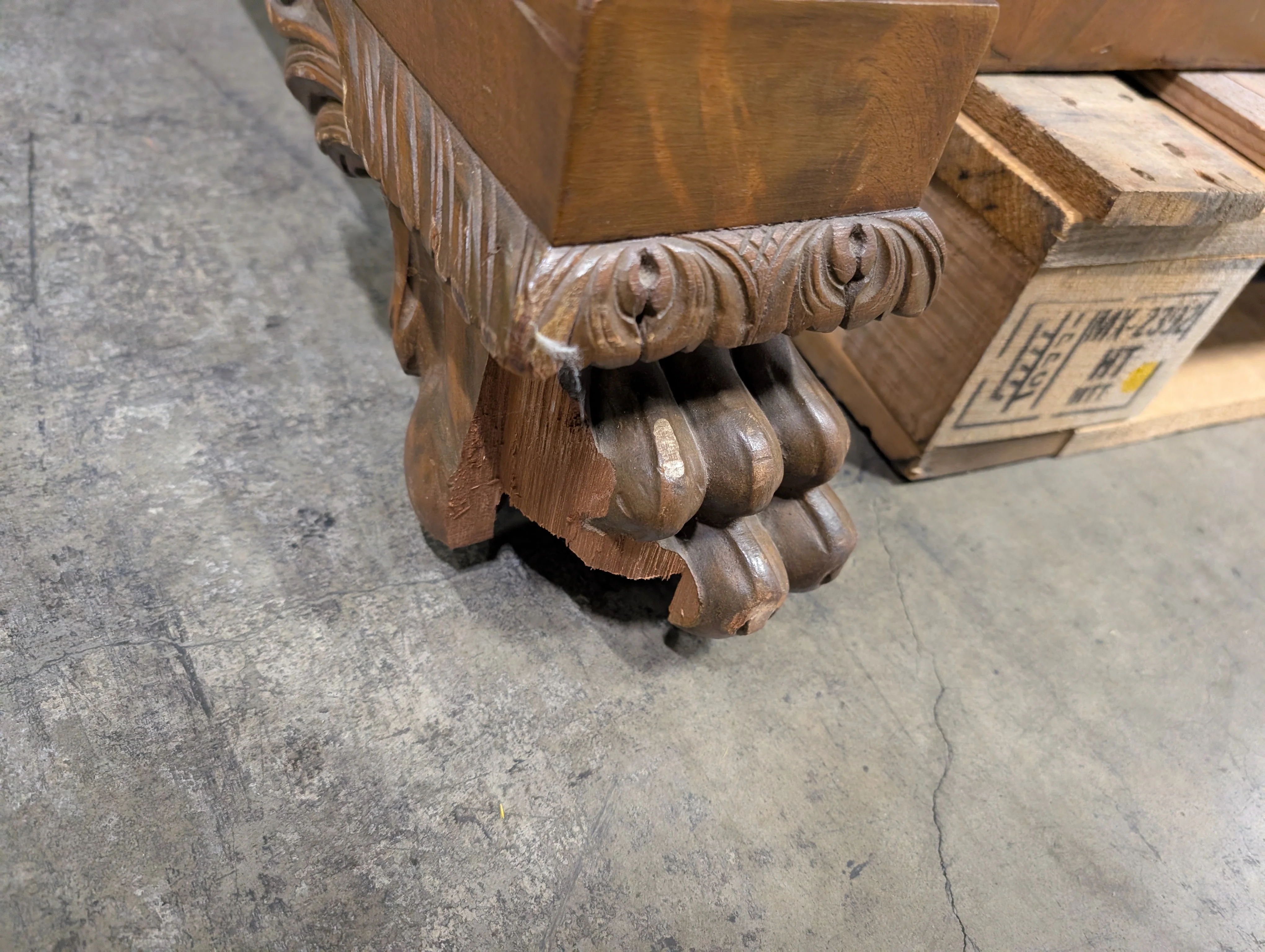 Vintage Wood Sideboard with Ornate Hardware and Fluted Columns - Image 7