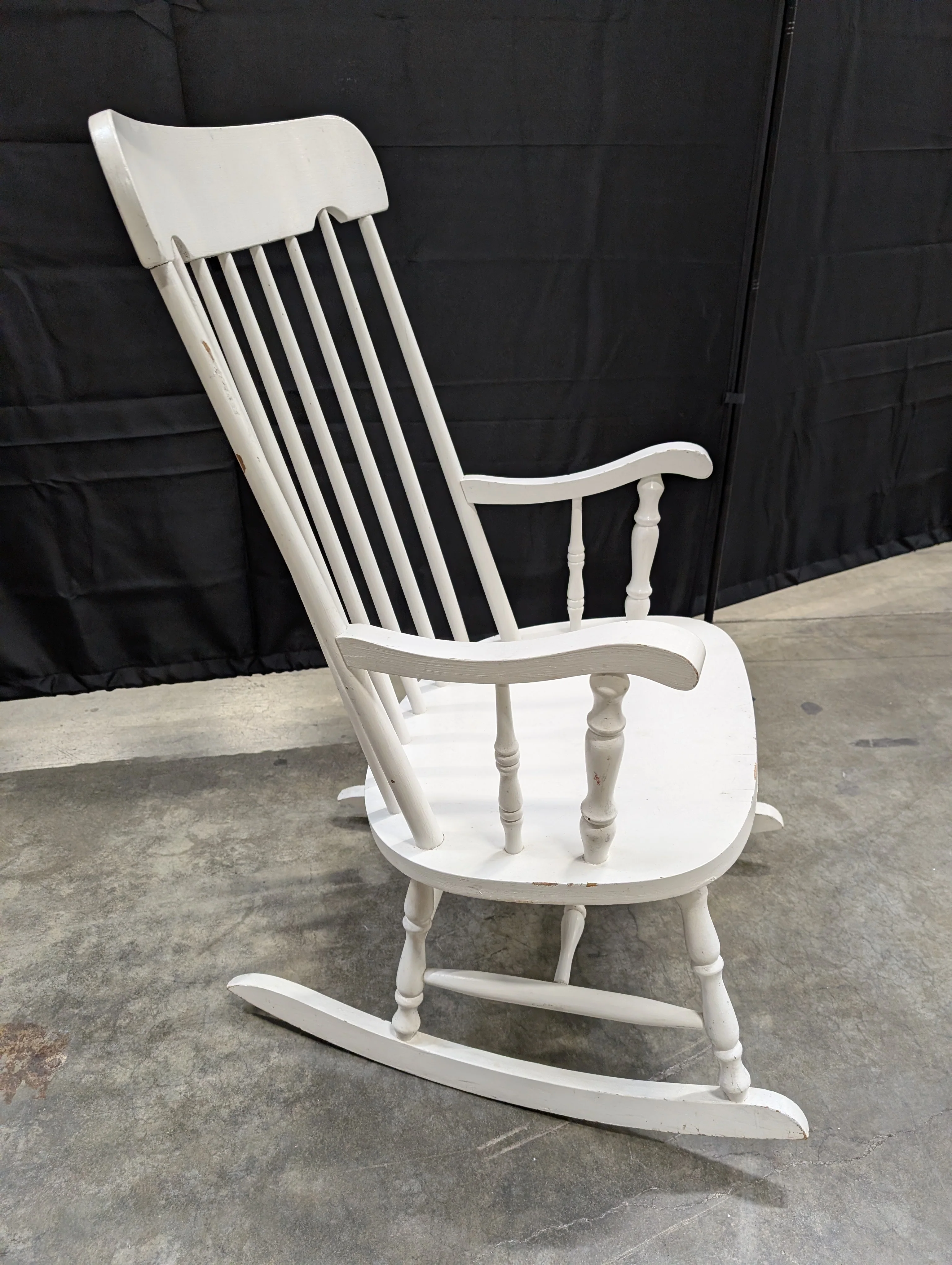 Classic White Wood Spindle Back Rocking Chair - Image 3