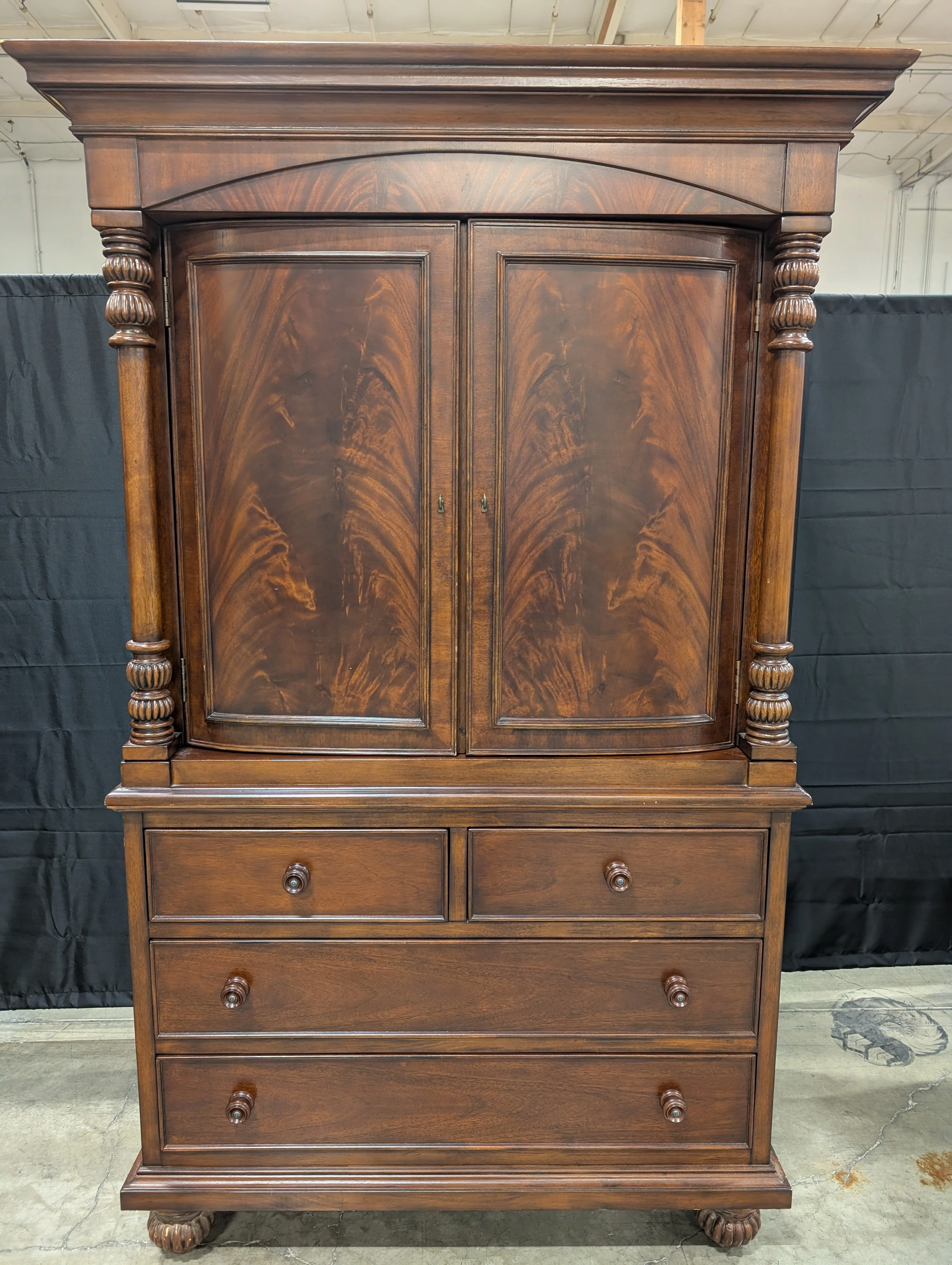 Traditional Dark Hardwood Armoire Dresser Combo
