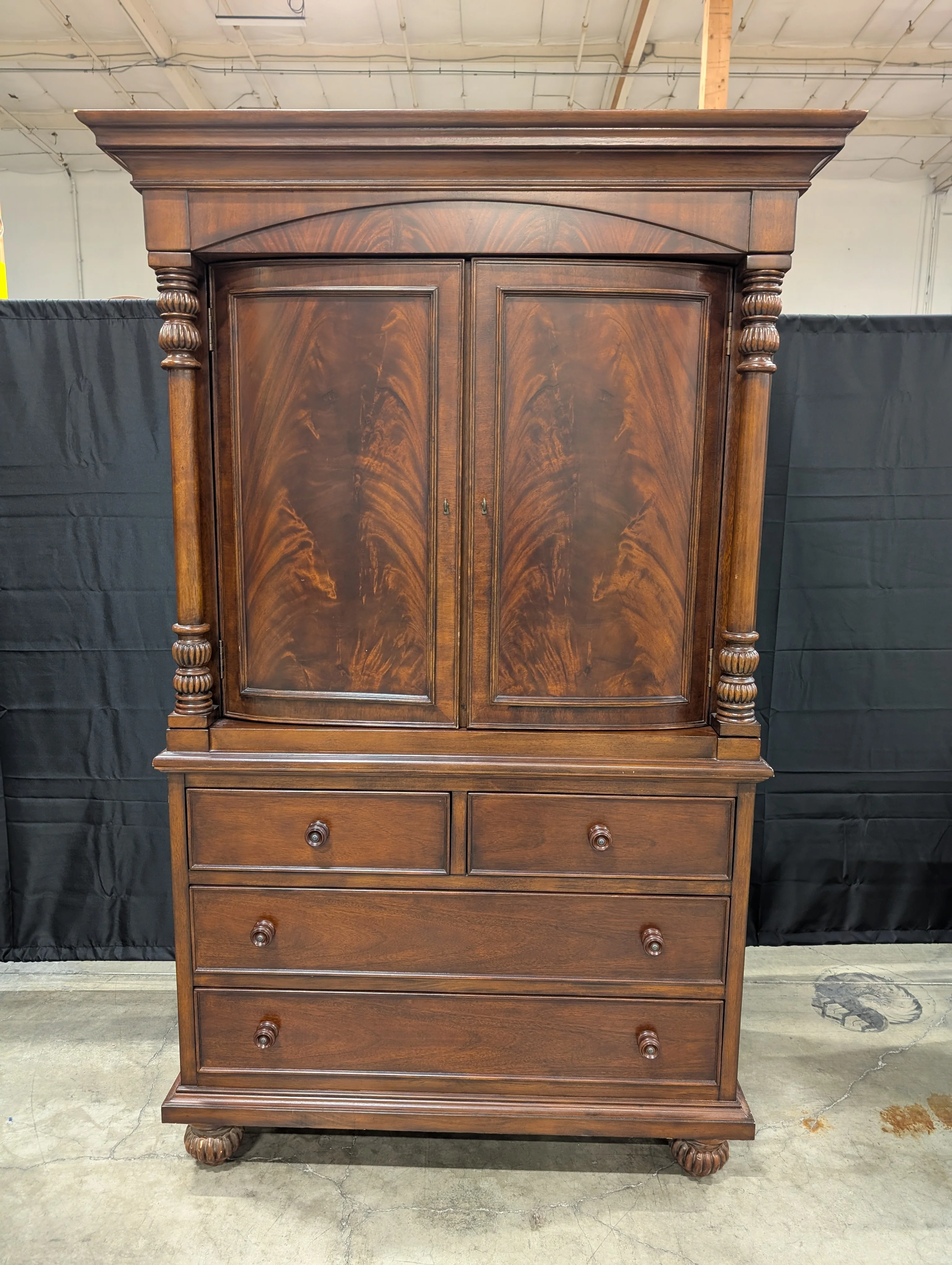 Traditional Dark Hardwood Armoire Dresser Combo - Image 2