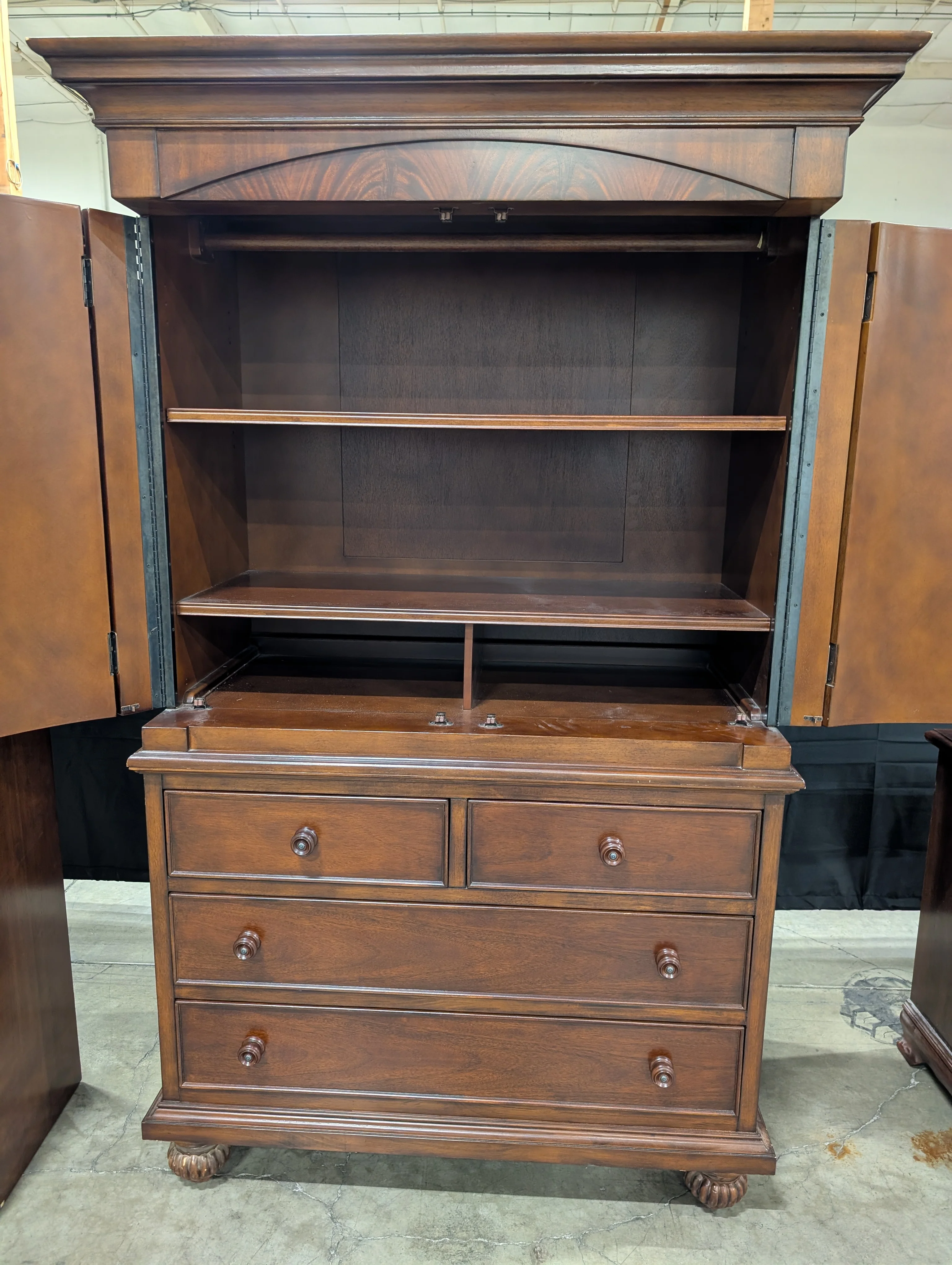 Traditional Dark Hardwood Armoire Dresser Combo - Image 6