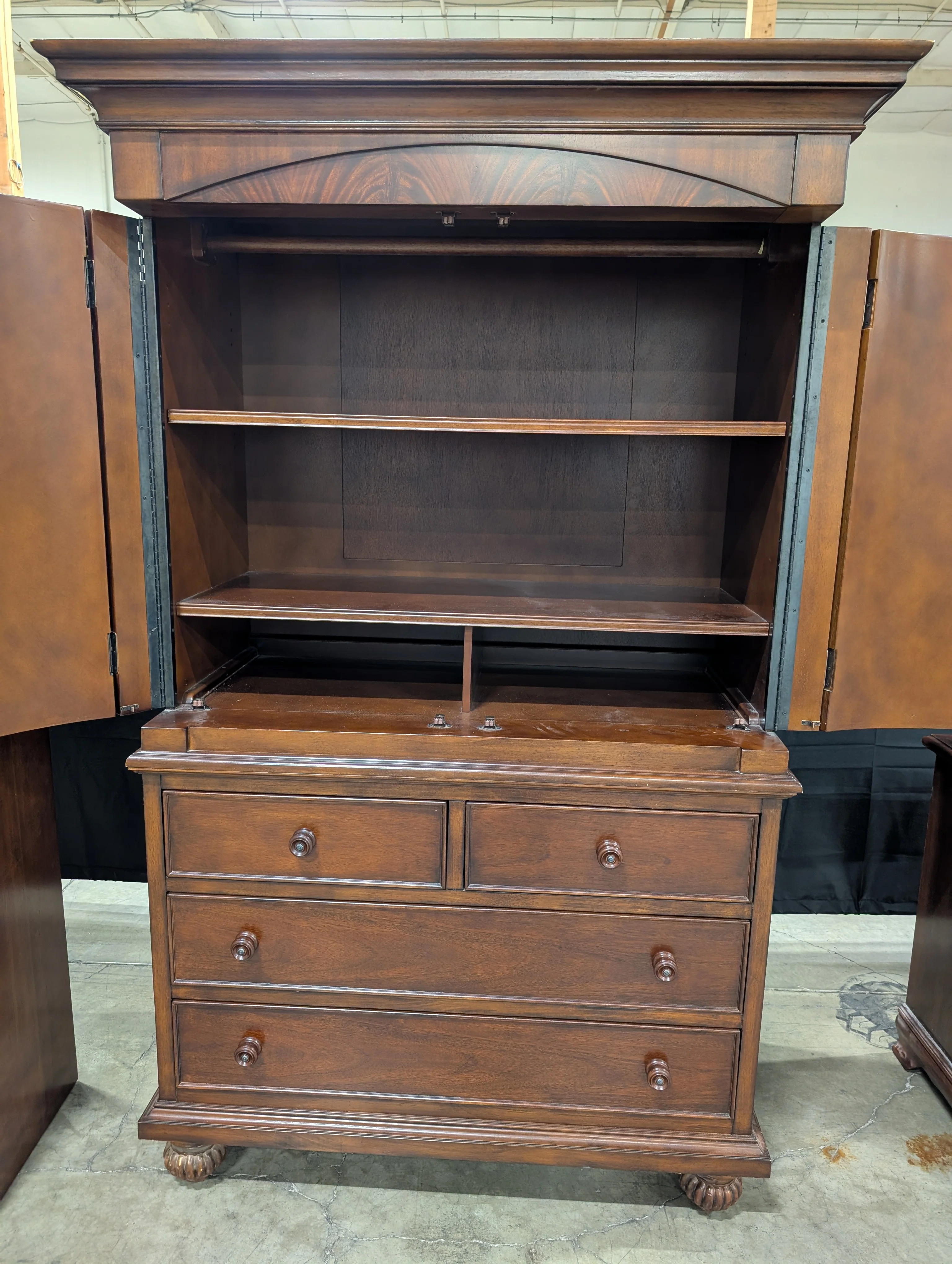 Traditional Dark Hardwood Armoire Dresser Combo - Image 7