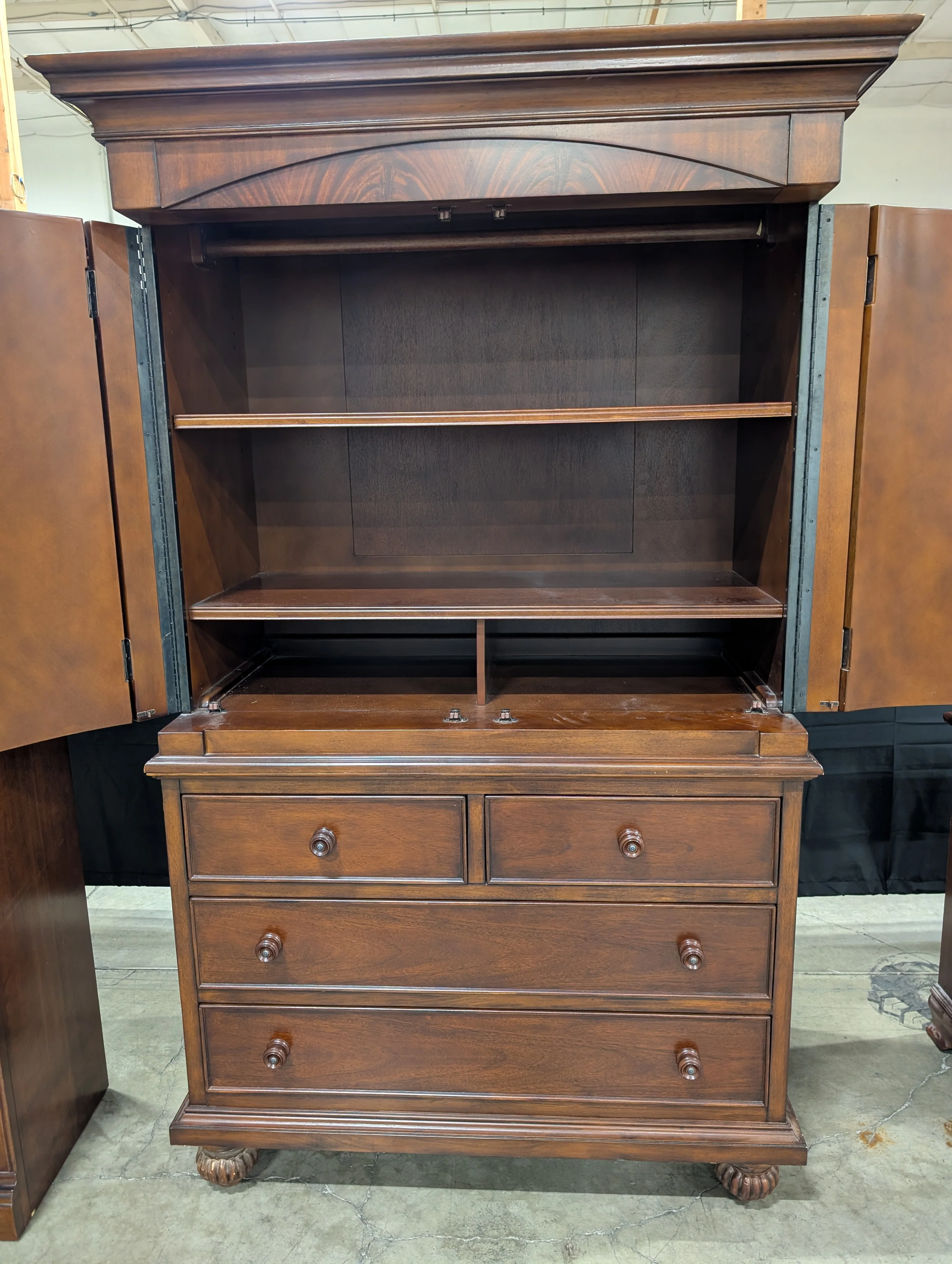 Traditional Dark Hardwood Armoire Dresser Combo - Image 8