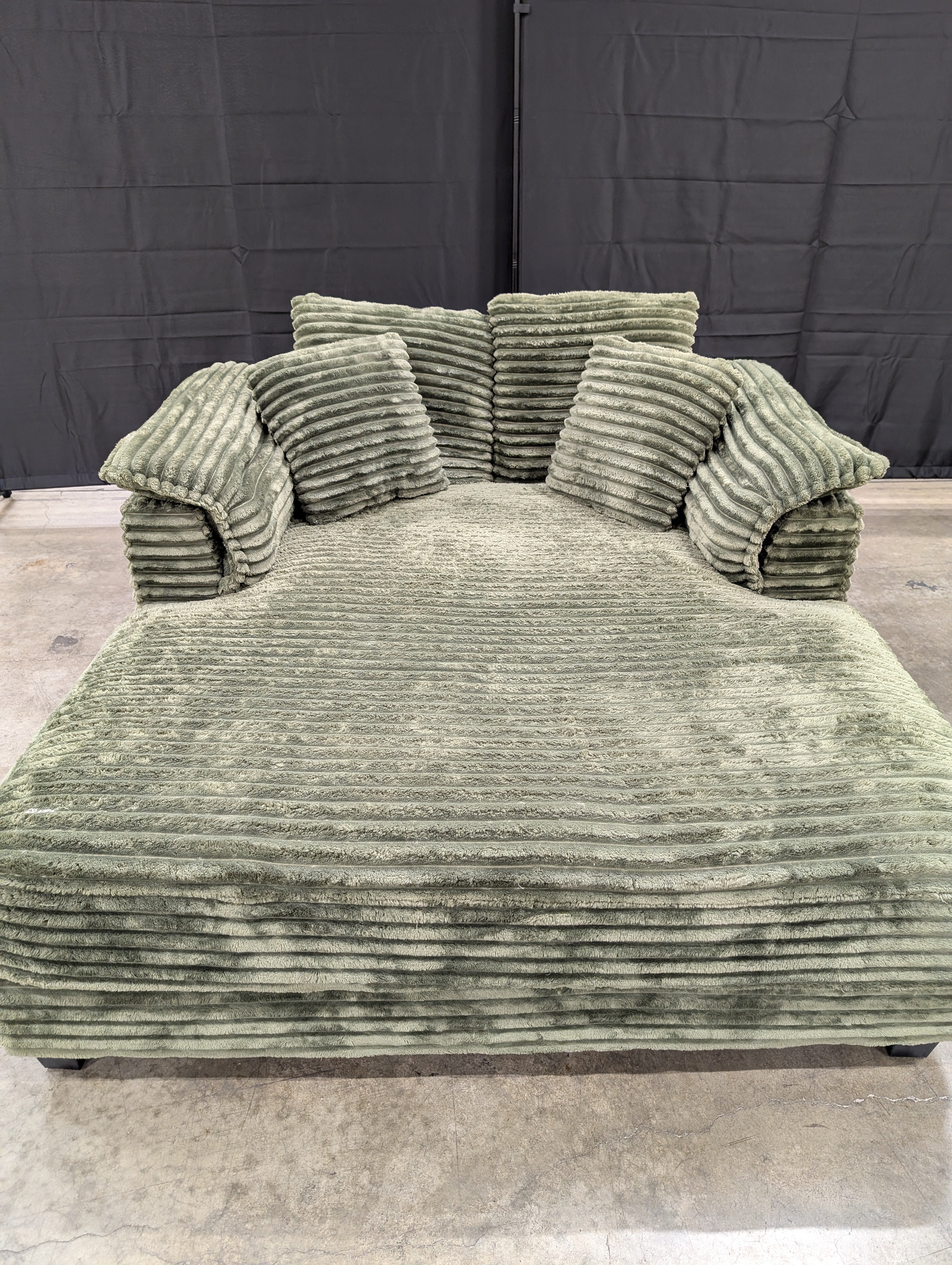 Plush Green Fabric Chaise Lounge Sectional Piece - Image 3