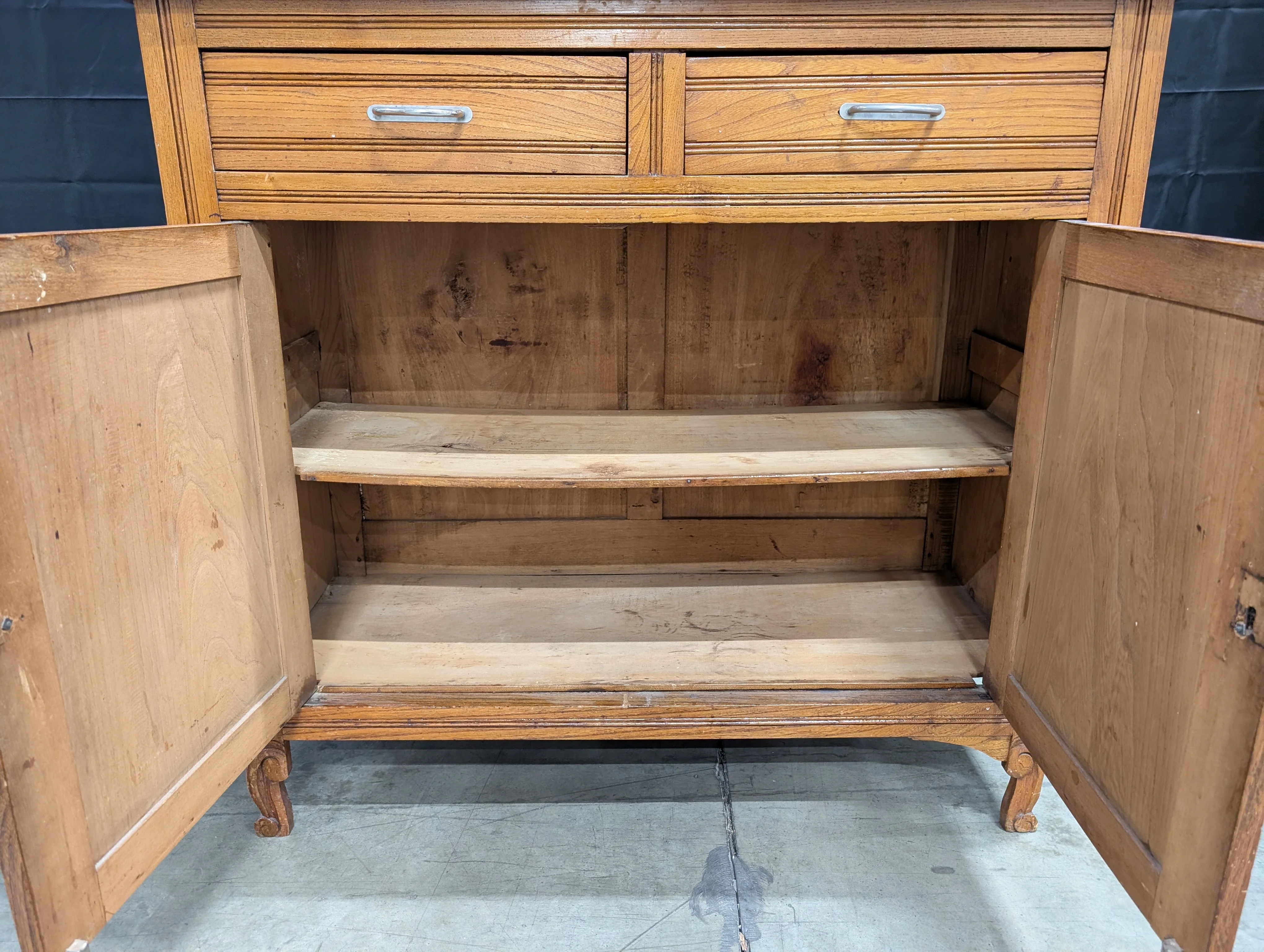 Vintage Brown Wood Folding Cabinet Desk - Image 6