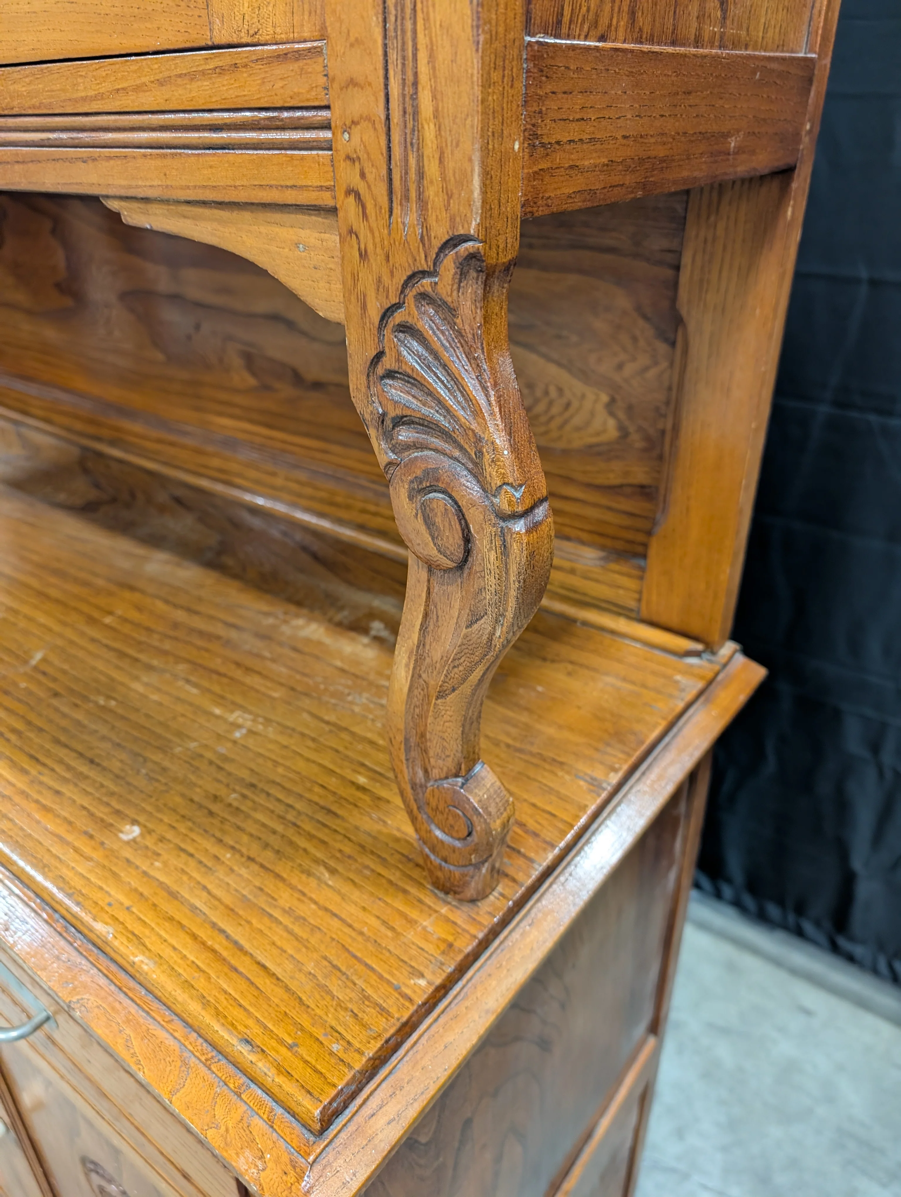 Vintage Brown Wood Folding Cabinet Desk - Image 9