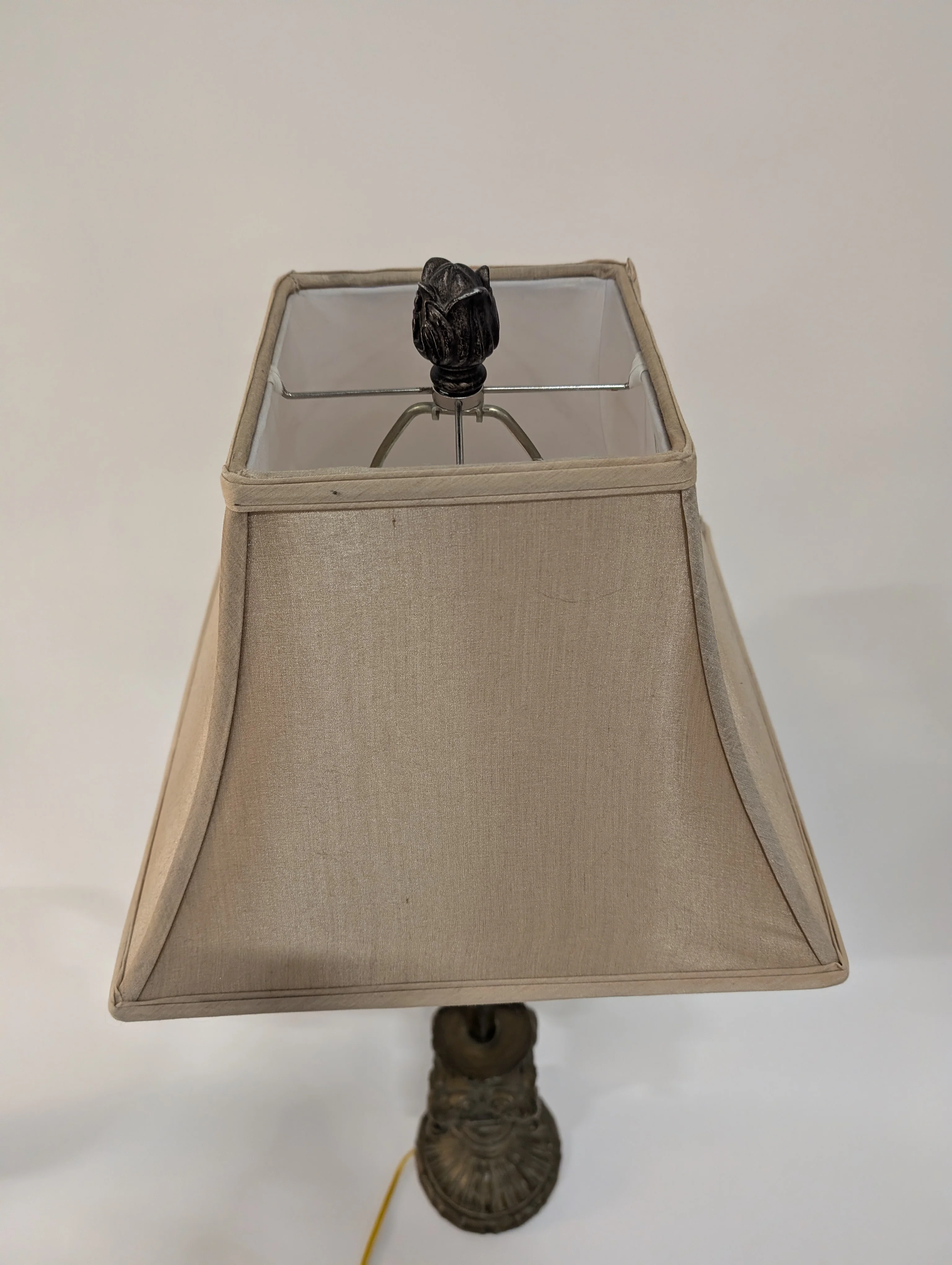Ornate Metal Floor Lamp with Tapered Fabric Shade - Image 2