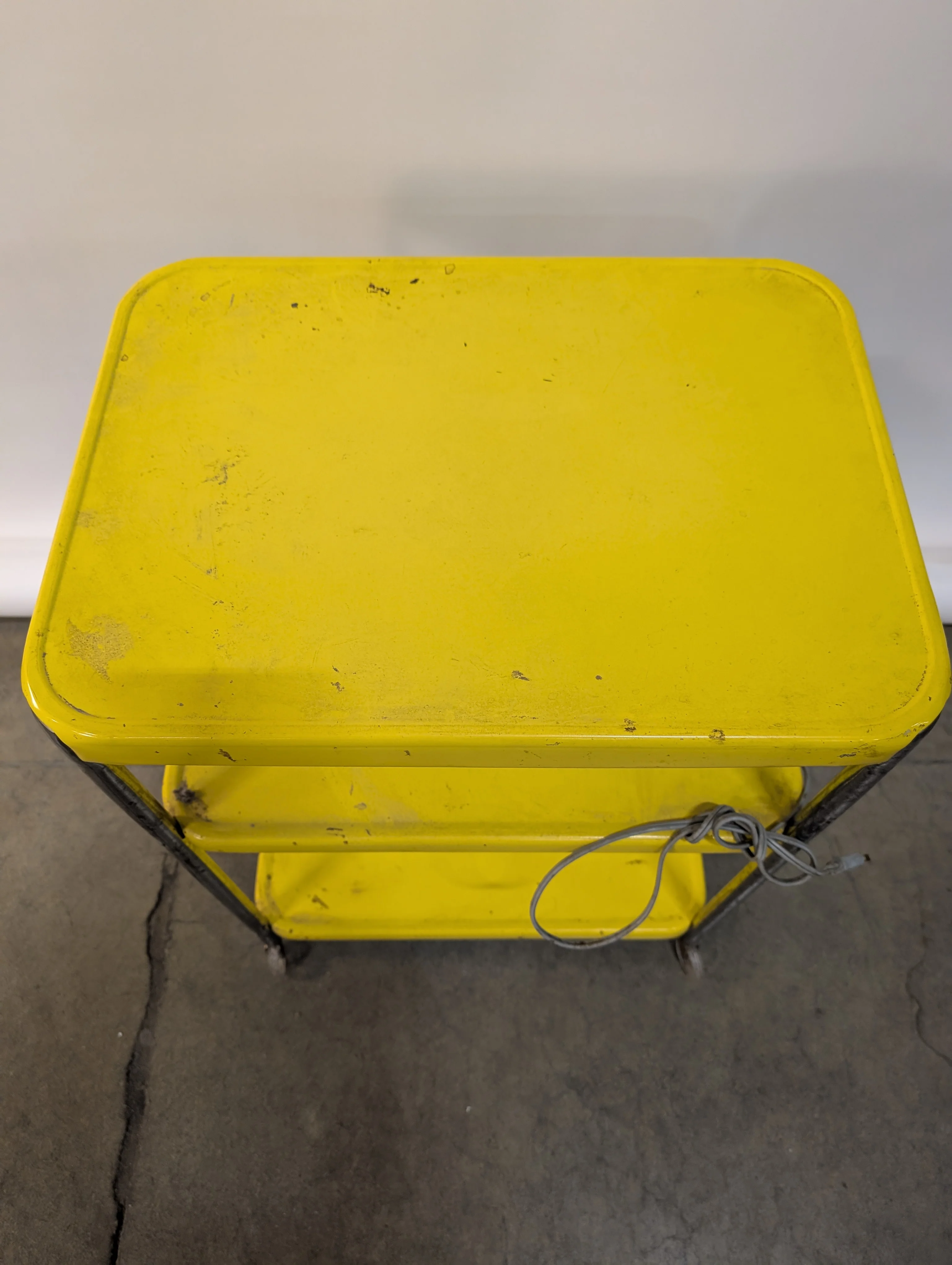 Vibrant Yellow 3-Tier Metal Rolling Utility Cart - Image 4