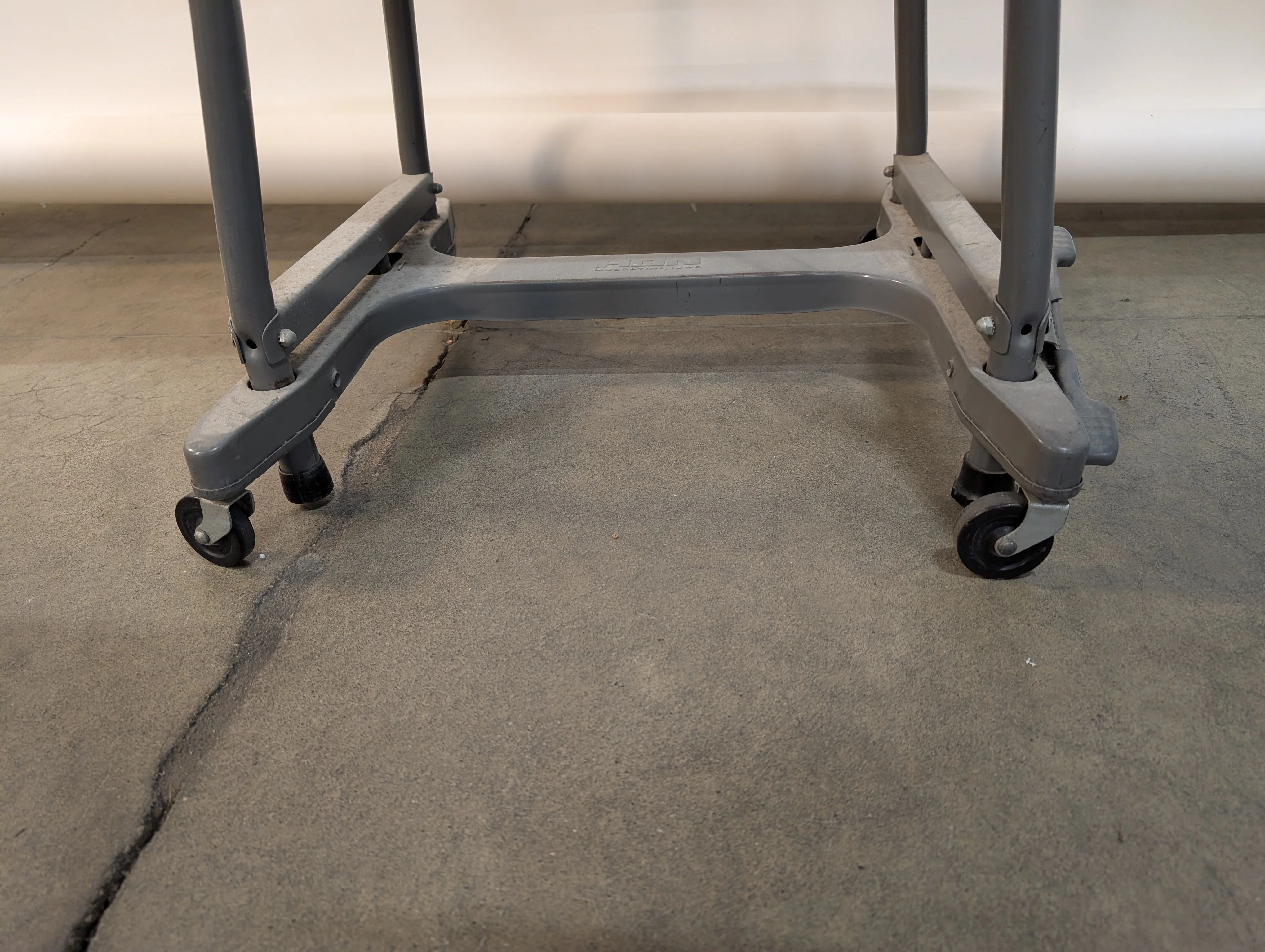 Vintage Grey Metal Drop Leaf Utility Table with Casters - Image 3