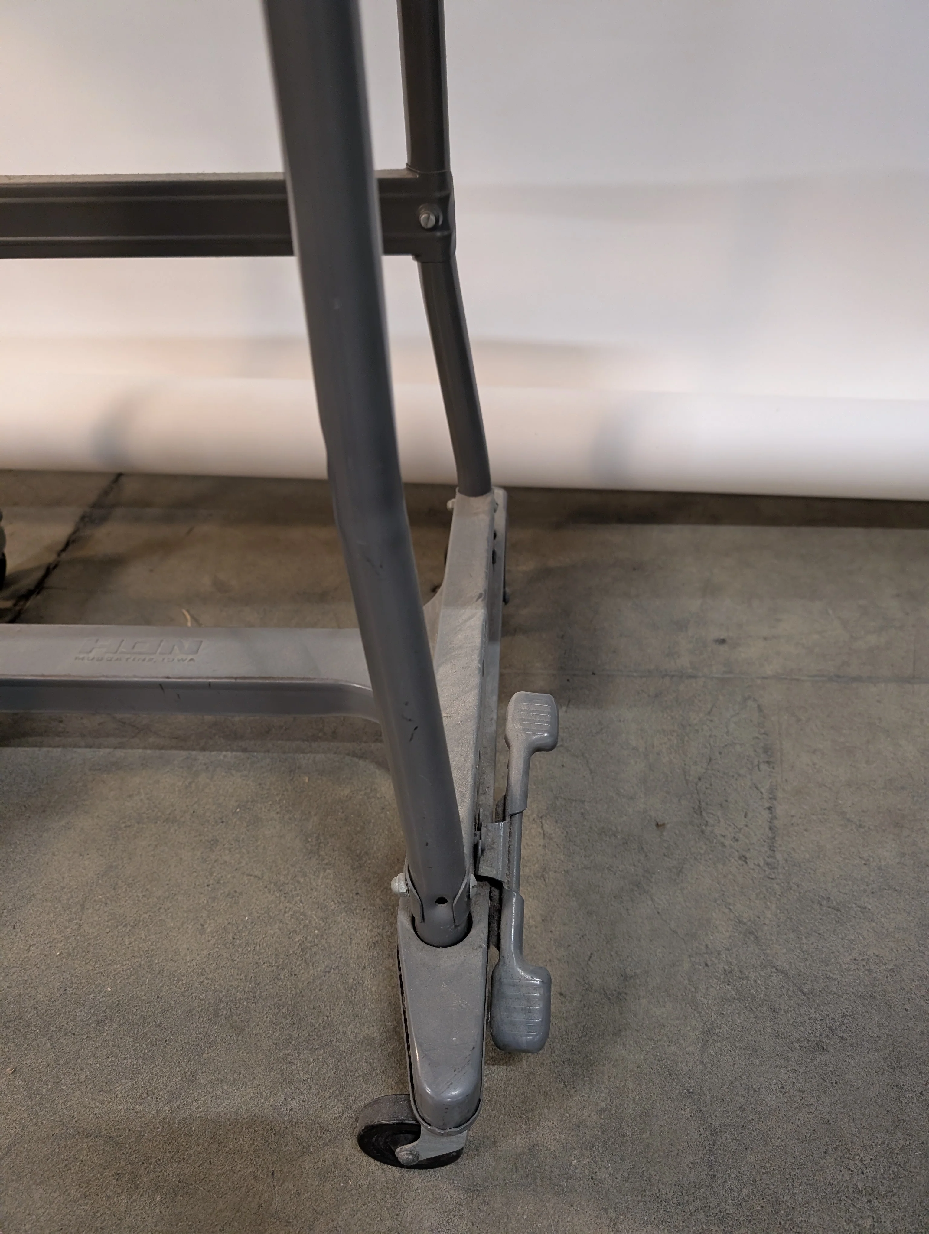 Vintage Grey Metal Drop Leaf Utility Table with Casters - Image 4