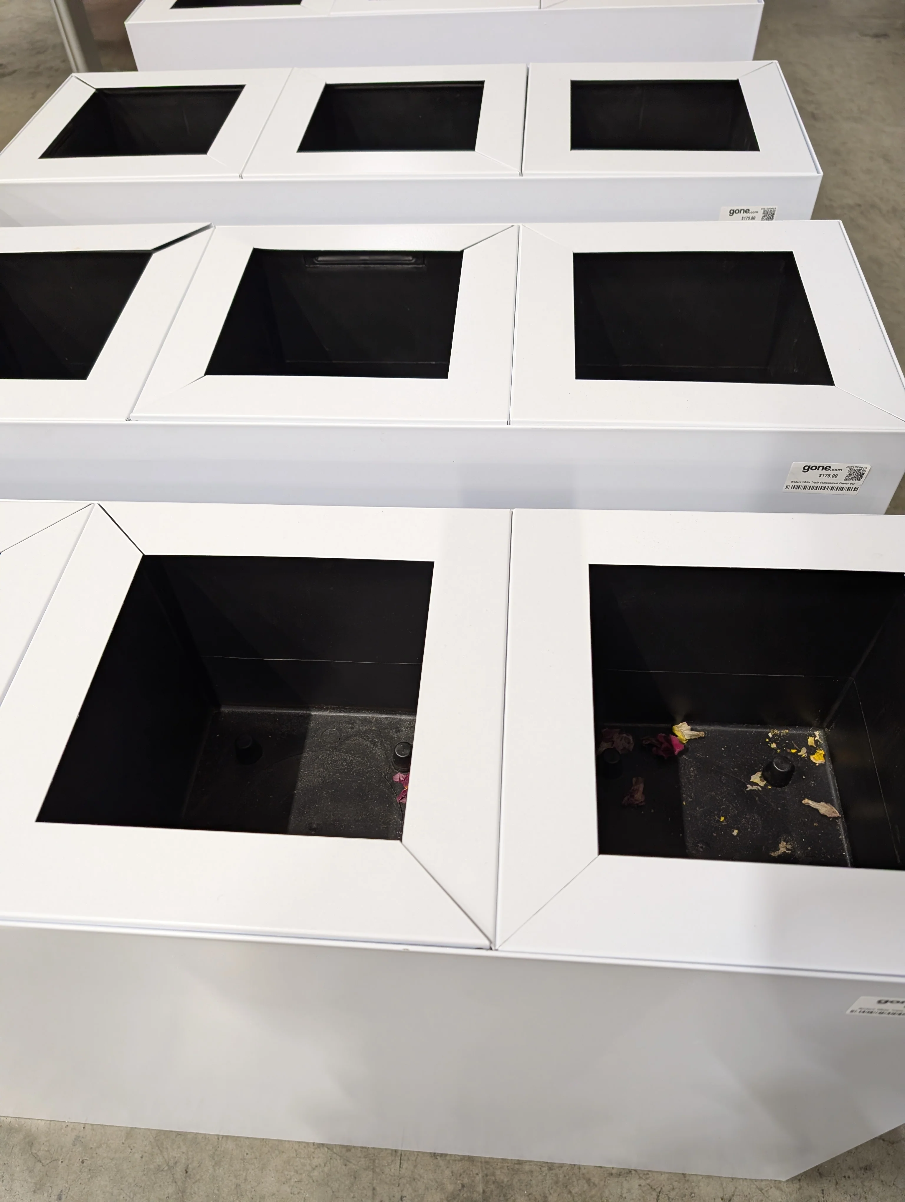 Modern White Triple Compartment Planter Box - Image 2