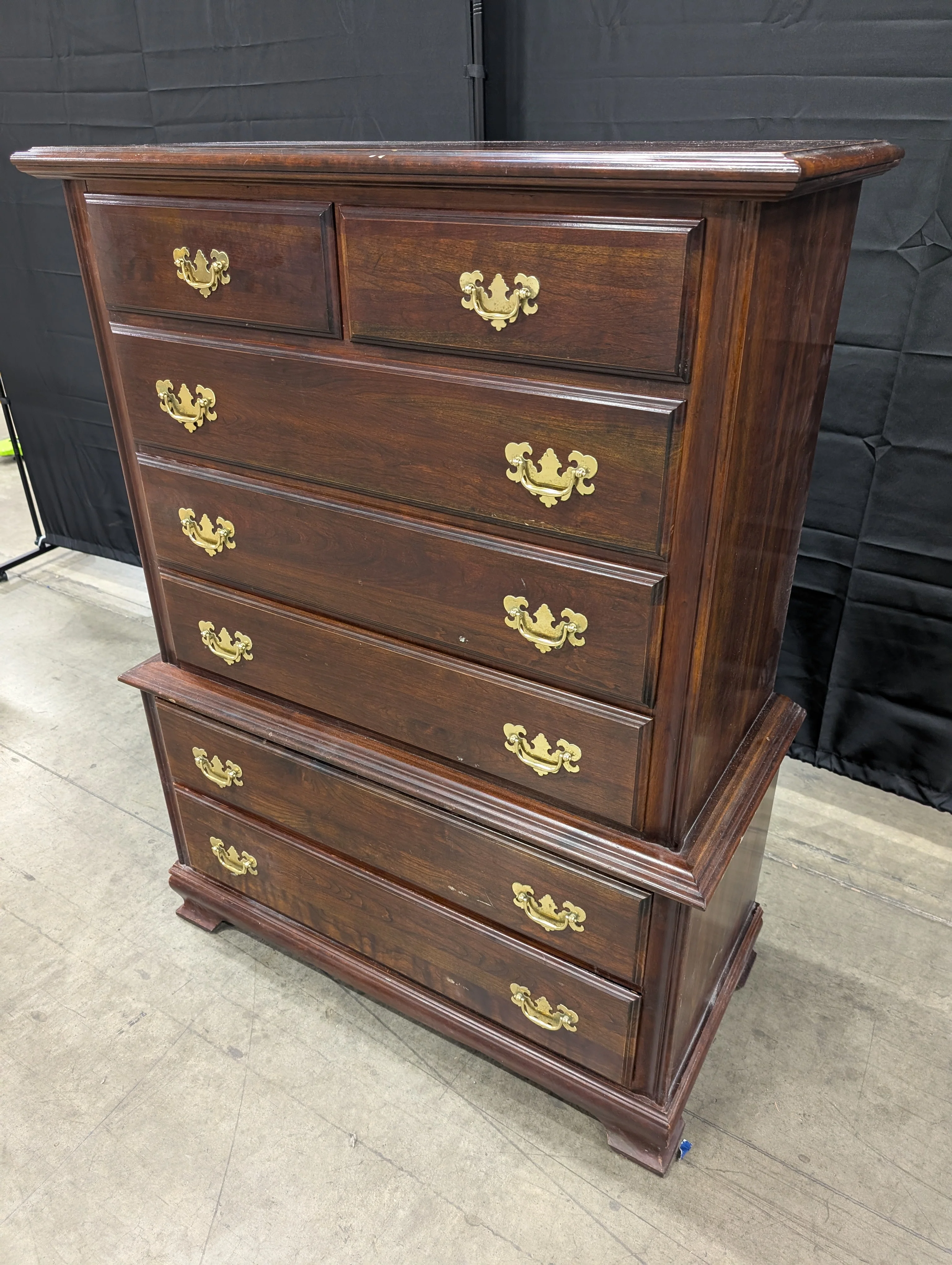 Traditional Dark Wood Chest of Drawers with Ornate Brass Pulls - Image 2