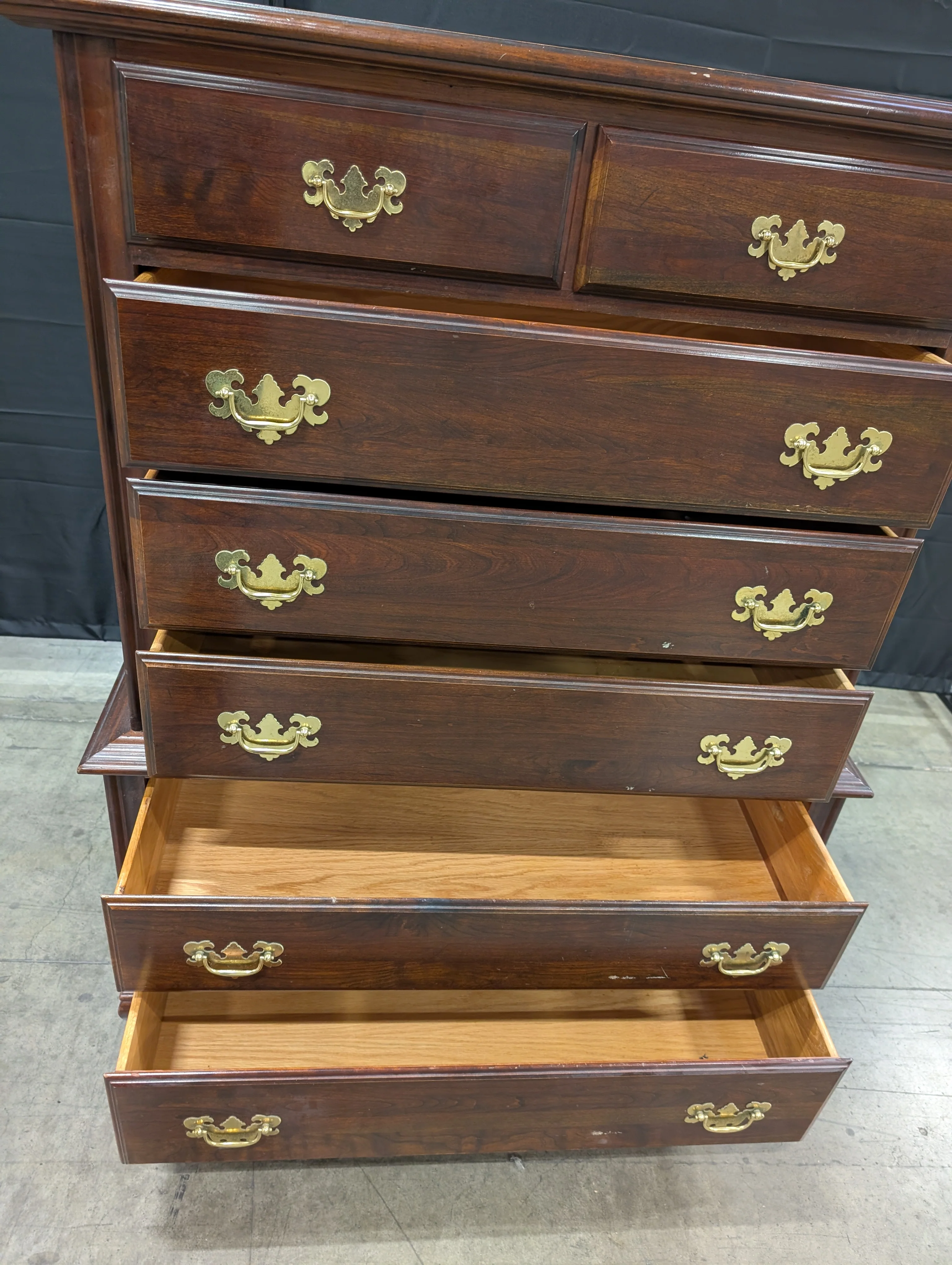 Traditional Dark Wood Chest of Drawers with Ornate Brass Pulls - Image 4