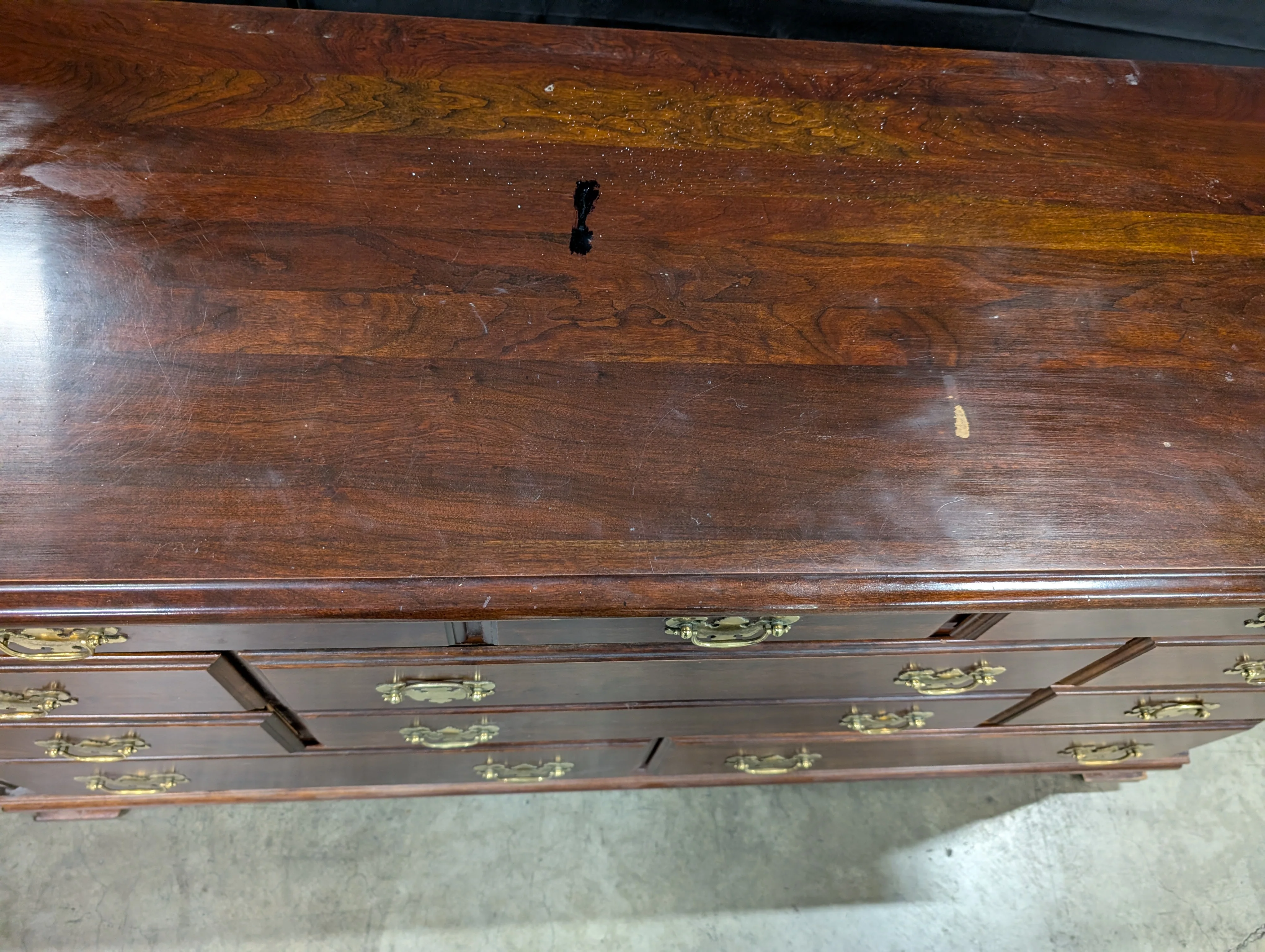 Traditional Dark Wood Dresser with Brass Bail Pulls - Image 2