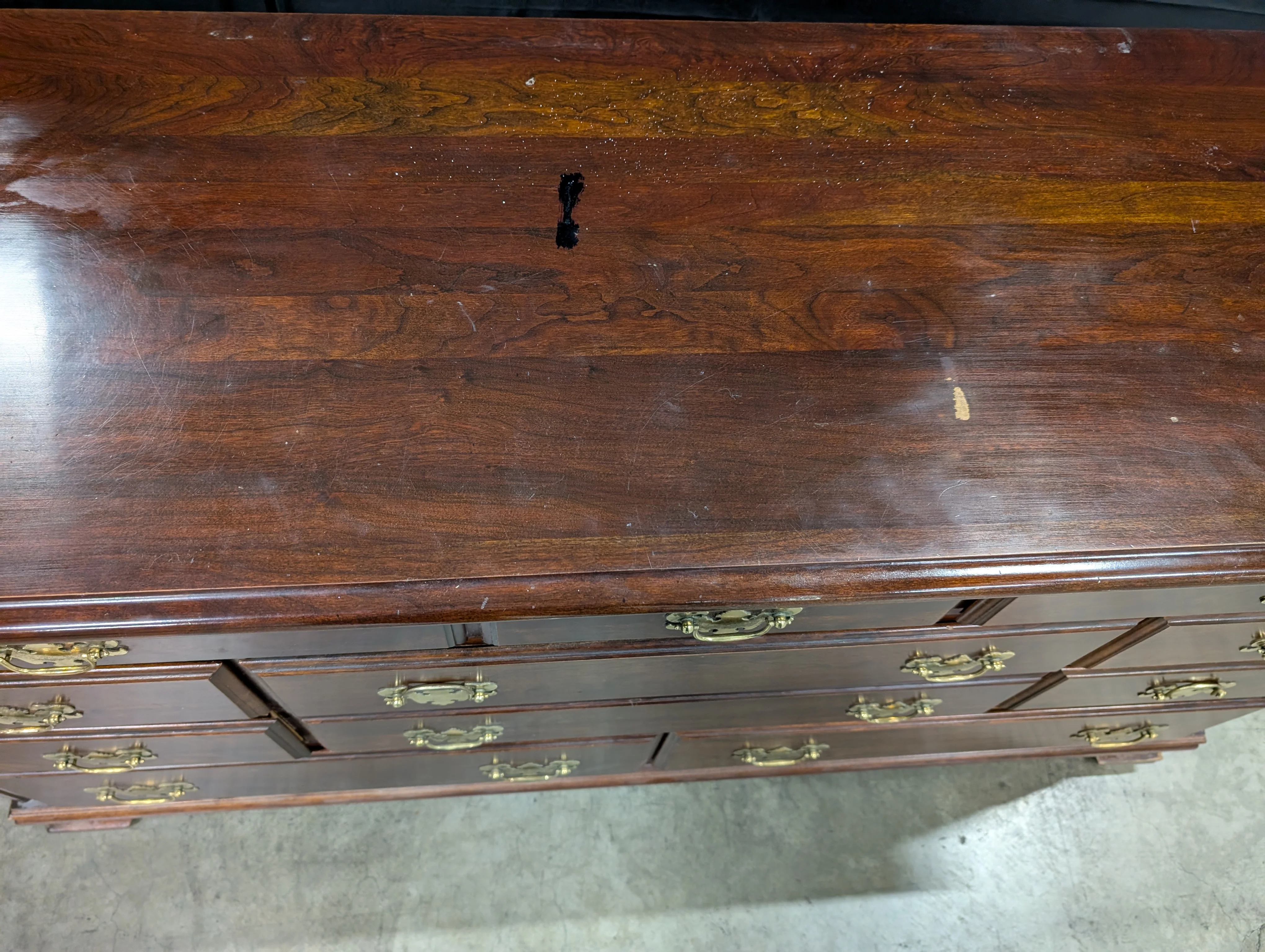 Traditional Dark Wood Dresser with Brass Bail Pulls - Image 3
