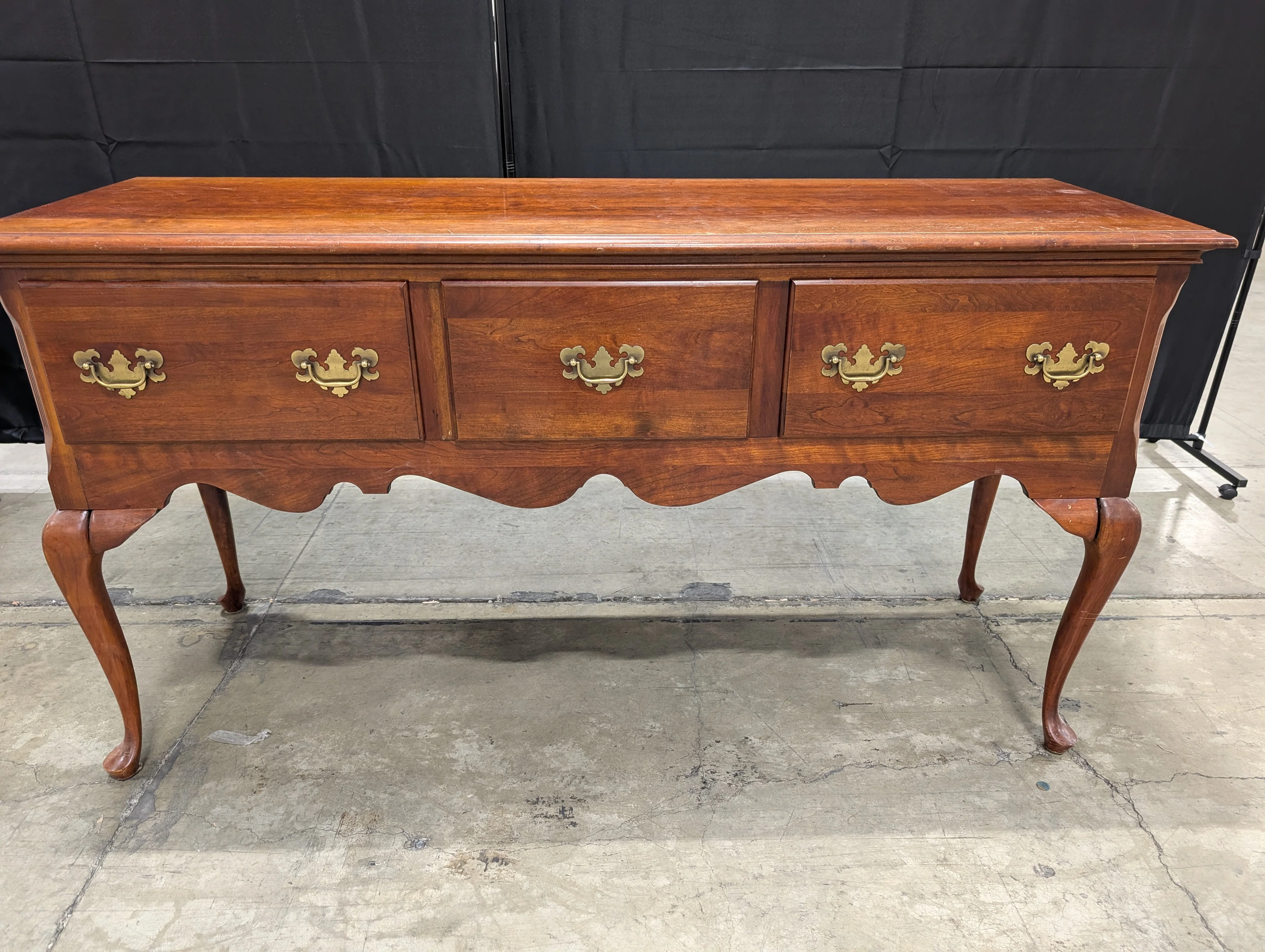 Vintage Cherry Finish Wood Sideboard with Cabriole Legs - Image 3