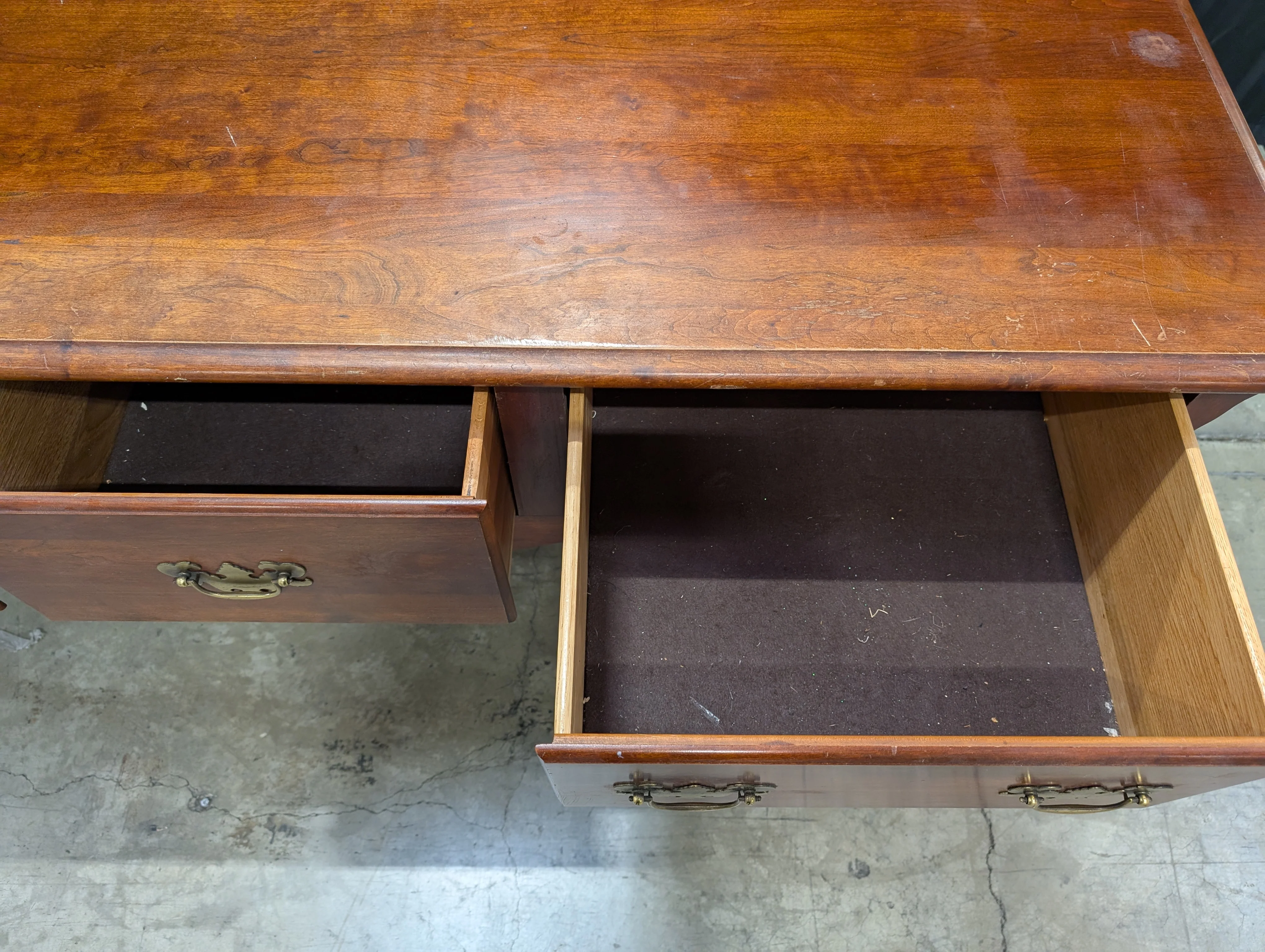 Vintage Cherry Finish Wood Sideboard with Cabriole Legs - Image 4