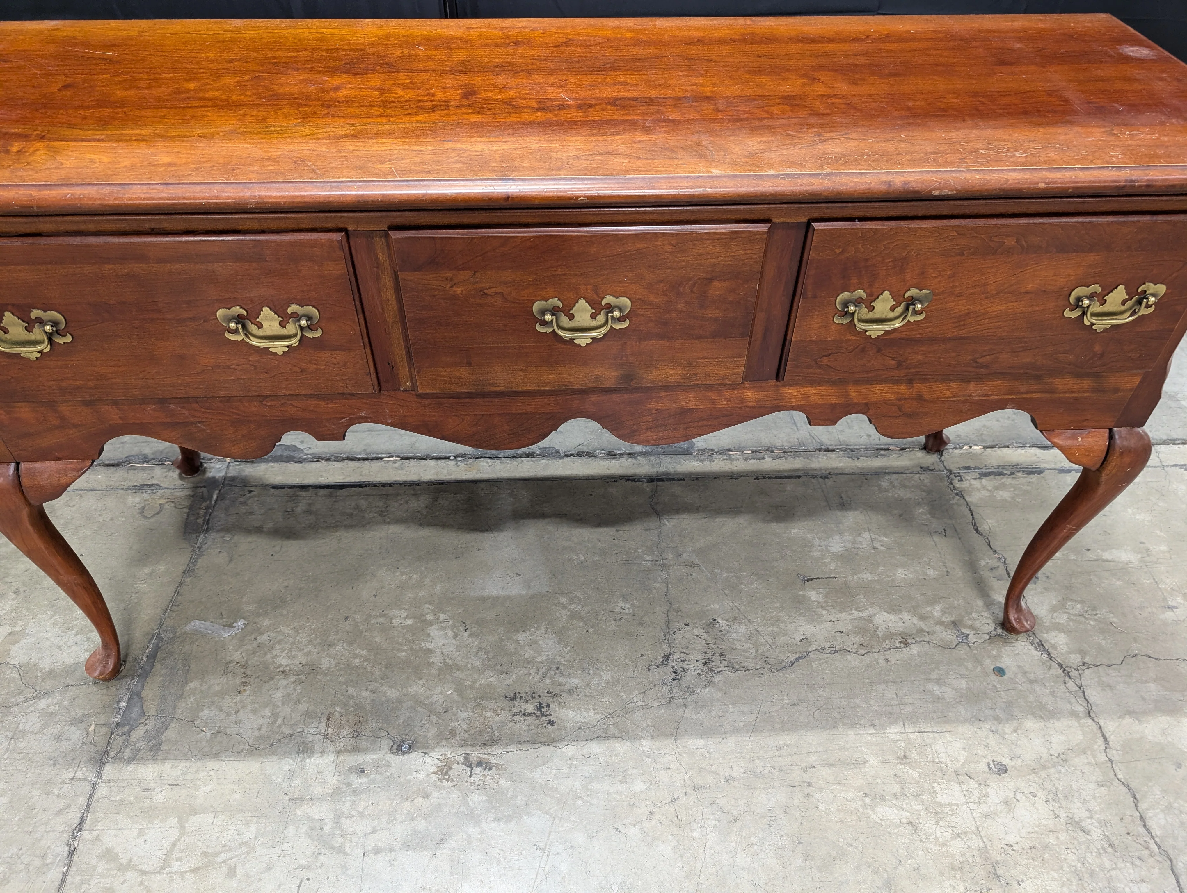 Vintage Cherry Finish Wood Sideboard with Cabriole Legs - Image 7
