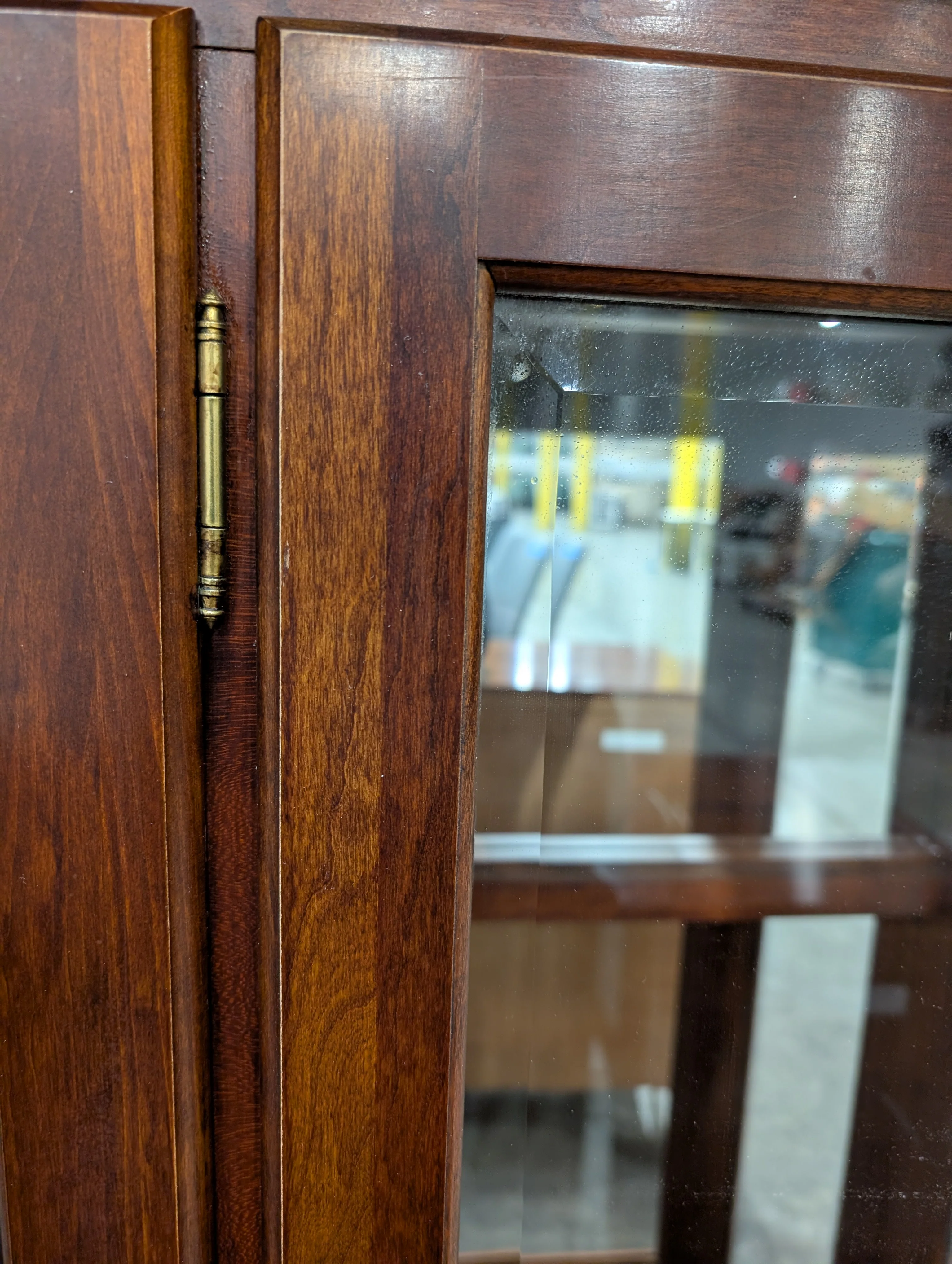 Richly Stained Wooden Display Cabinet with Glass Doors - Image 10
