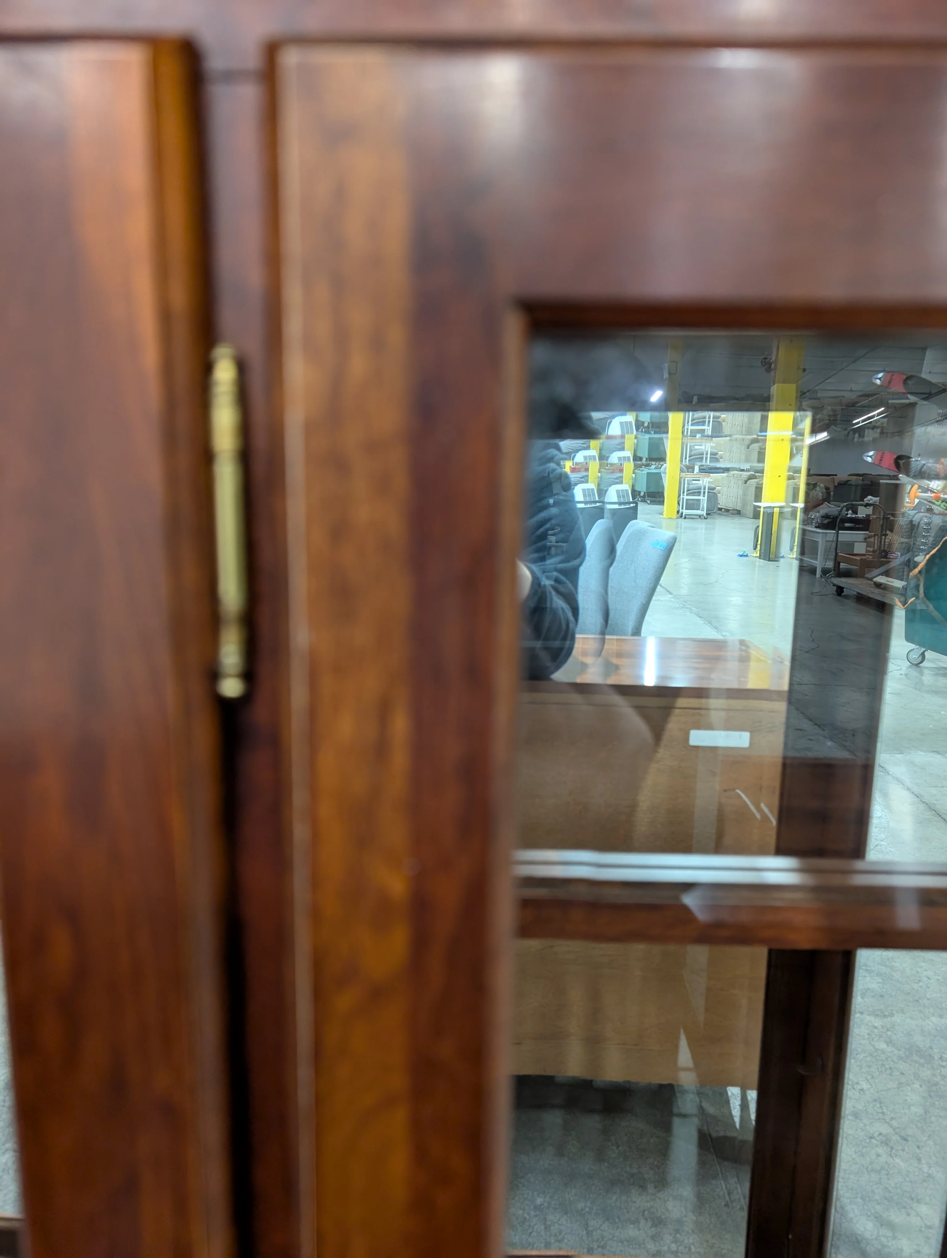 Richly Stained Wooden Display Cabinet with Glass Doors - Image 12