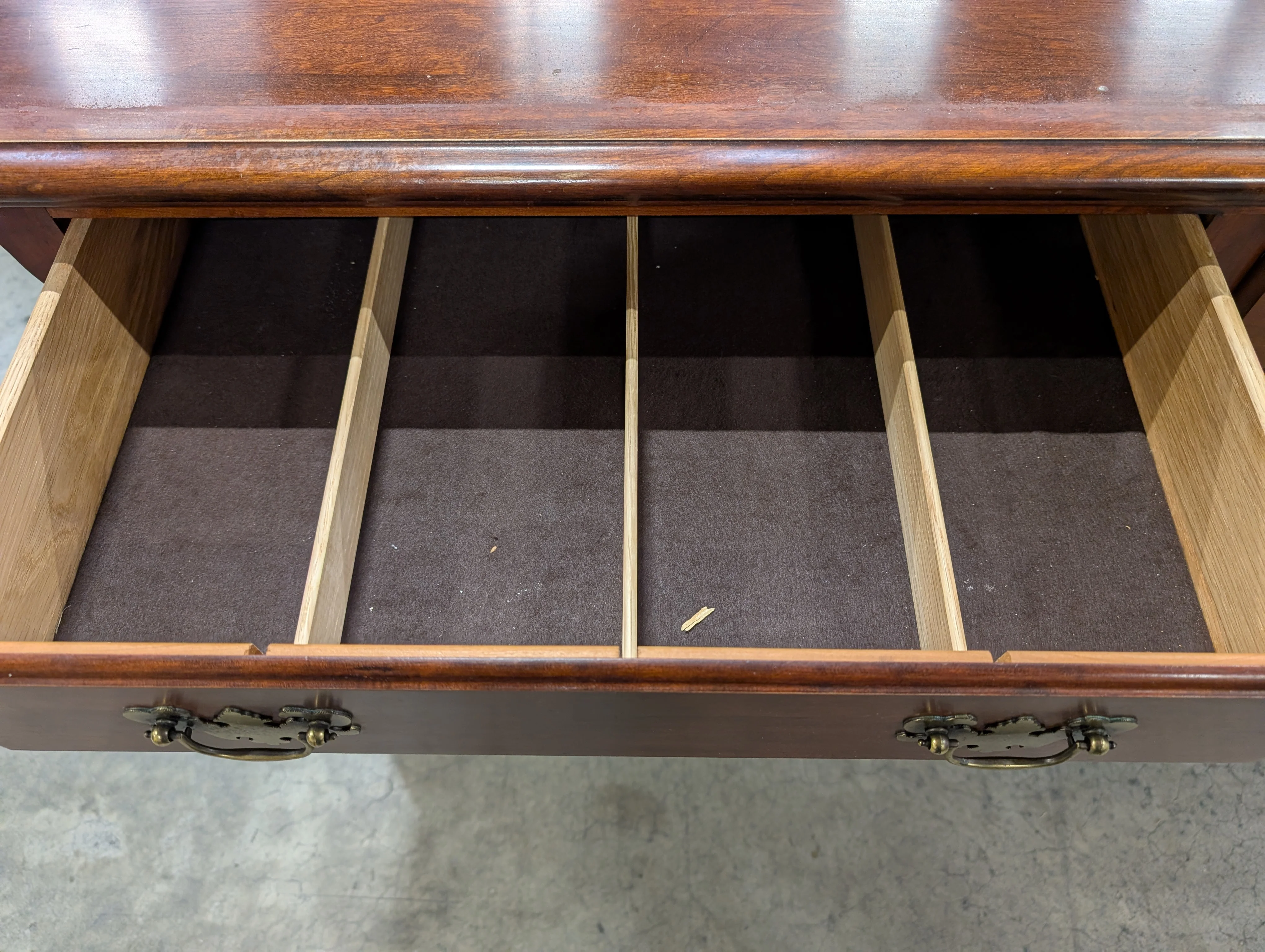 Richly Stained Wooden Display Cabinet with Glass Doors - Image 3